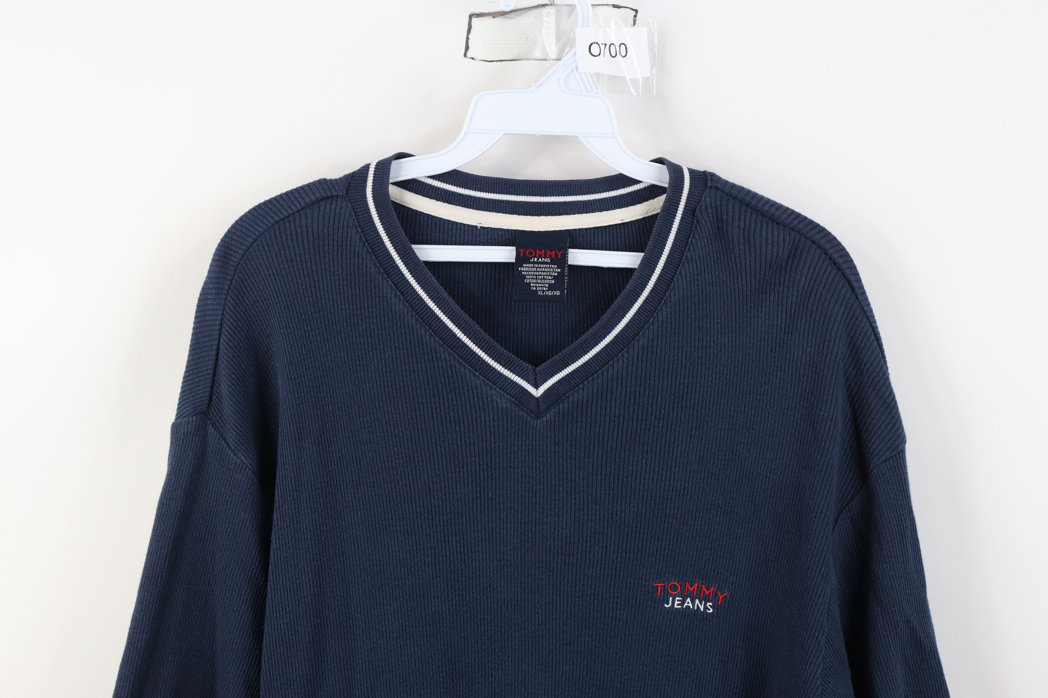 Tommy Hilfiger Vintage 90s Tommy Hilfiger Ribbed Knit Ringer T-Shirt Blue Size US XL / EU 56 / 4 - 2 Thumbnail
