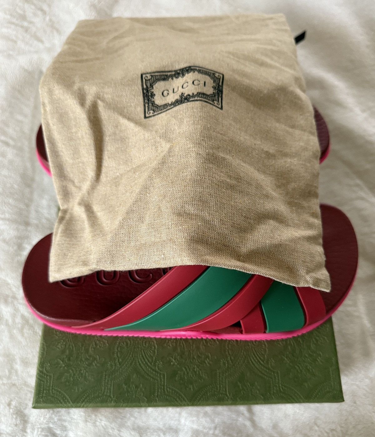 Gucci Gucci Women’s Red and Green Stripes Slides Size US 6 / IT 36 - 10 Thumbnail