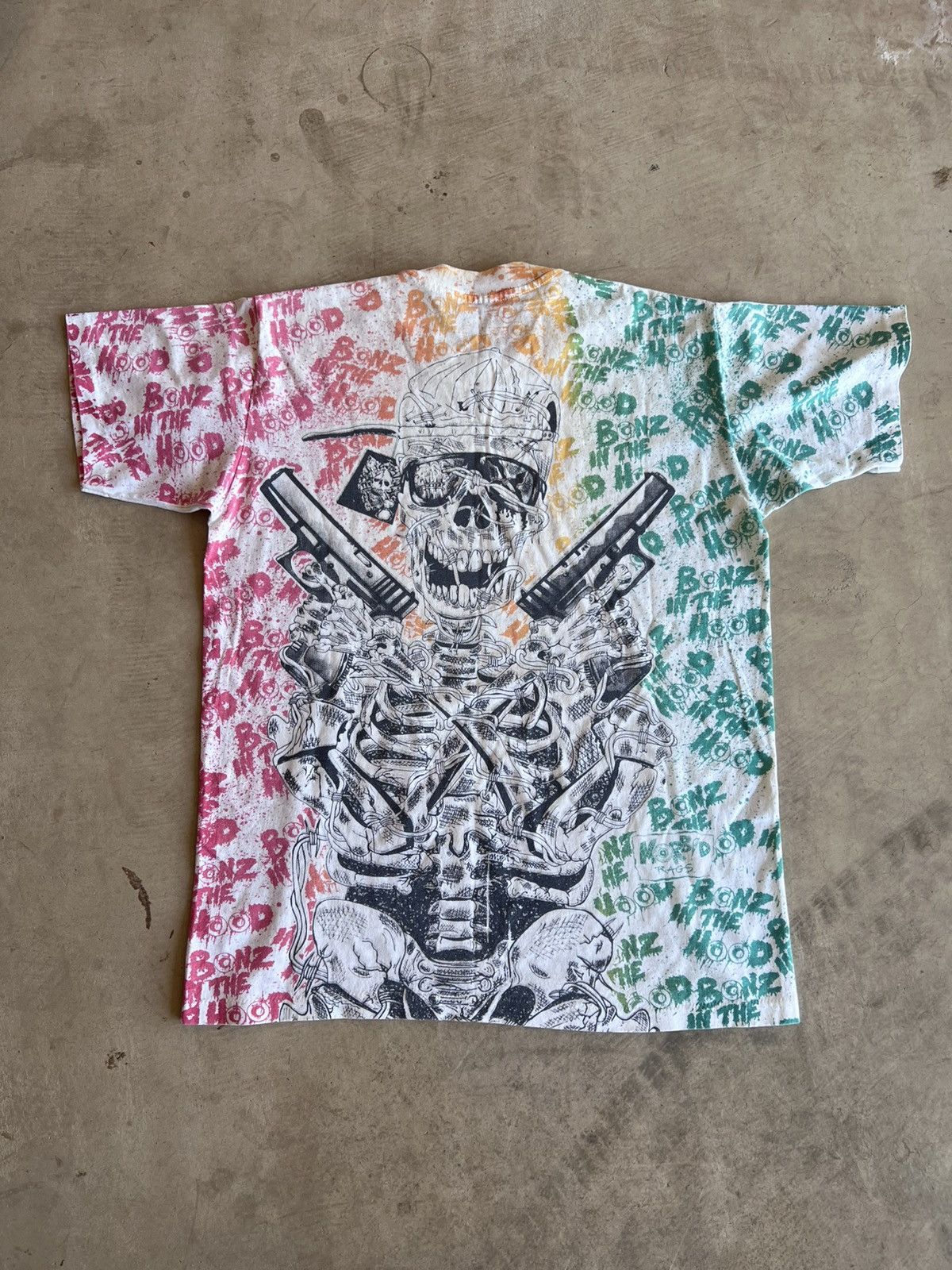 Vintage VINTAGE MORBID RAGS BONZ IN THE HOOD AOP T SHIRT 80s 90s Size US M / EU 48-50 / 2 - 6 Thumbnail