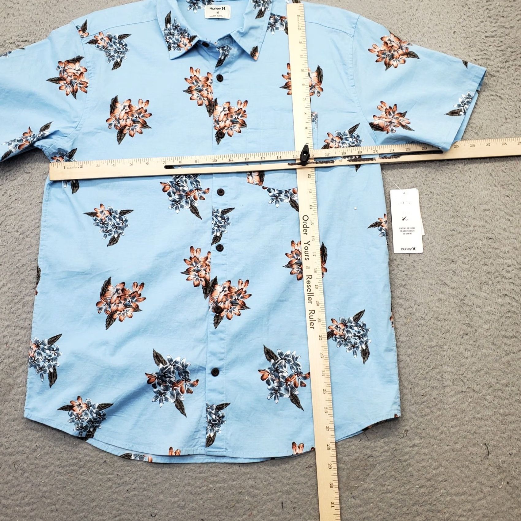 Hurley Hurley Shirt Mens M Blue Floral OAO Lido Stretch Classic Button Up HSP25MMVS01865 Size US M / EU 48-50 / 2 - 3 Thumbnail
