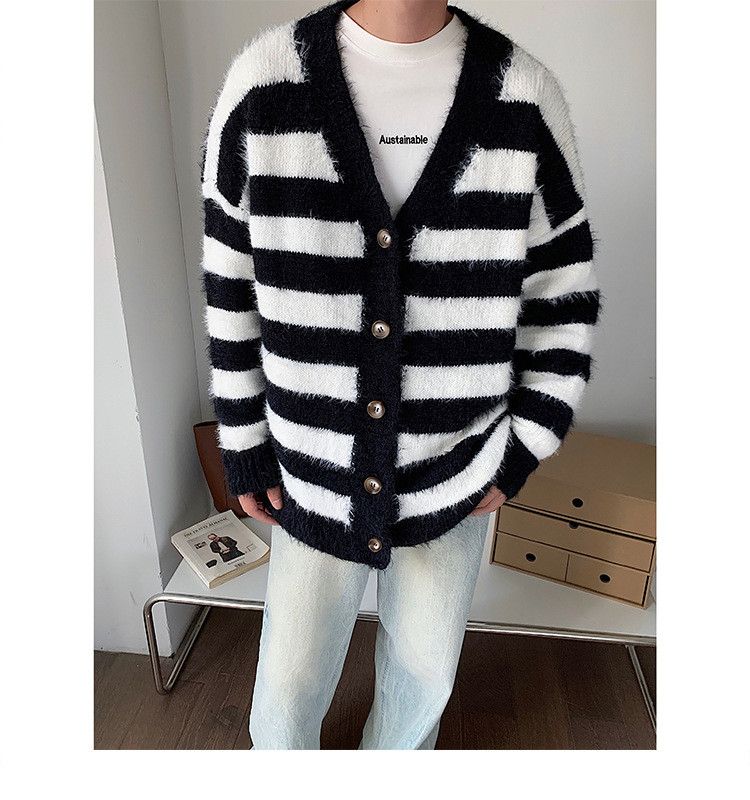 Other Striped Cardigan Knit Sweater Size US L / EU 52-54 / 3 - 3 Thumbnail