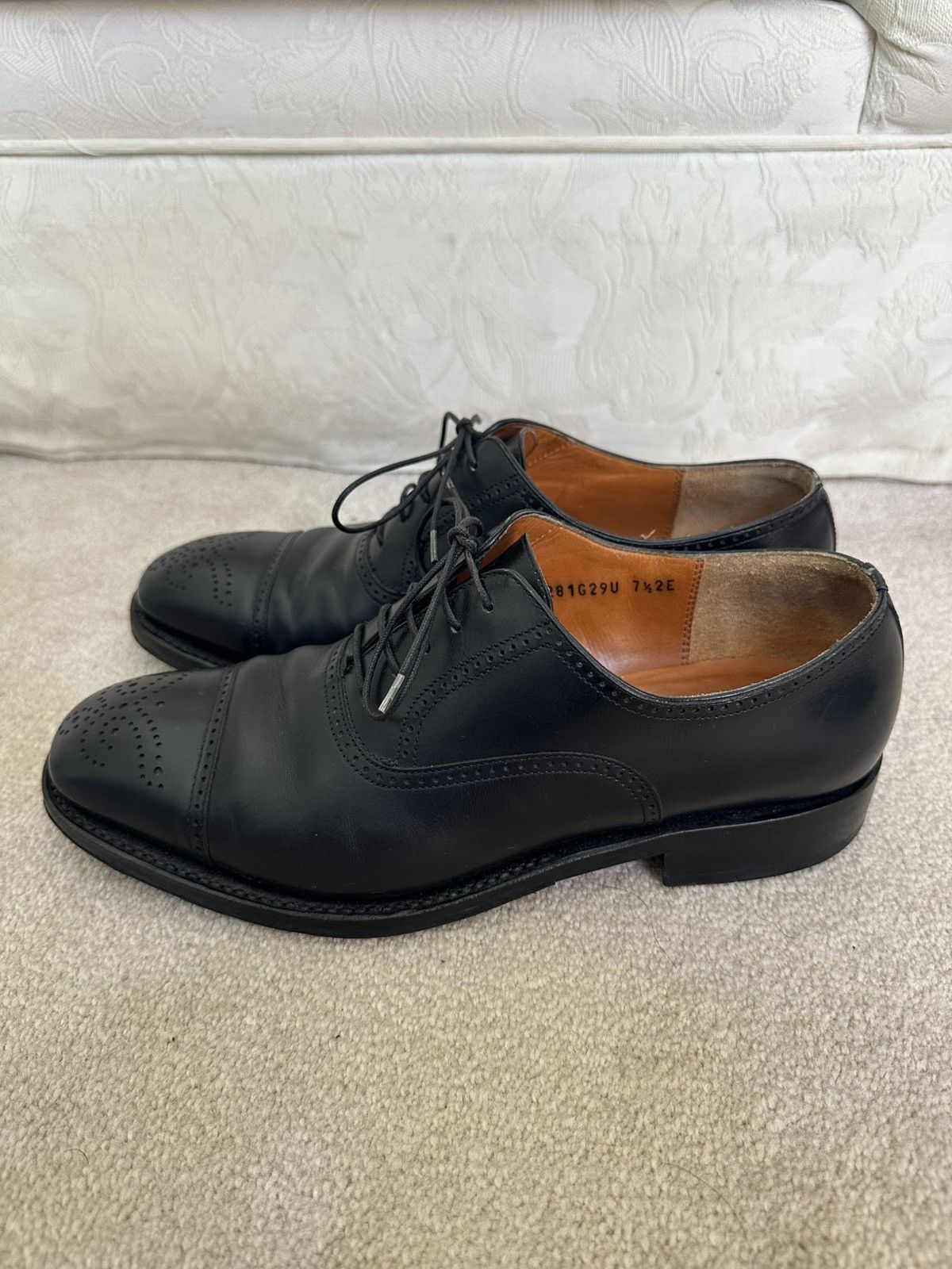 Salvatore Ferragamo Salvatore Ferragamo Black Cap Toe Oxford Dress Shoes 7.5 EE Size US 7.5 / EU 40-41 - 3 Thumbnail