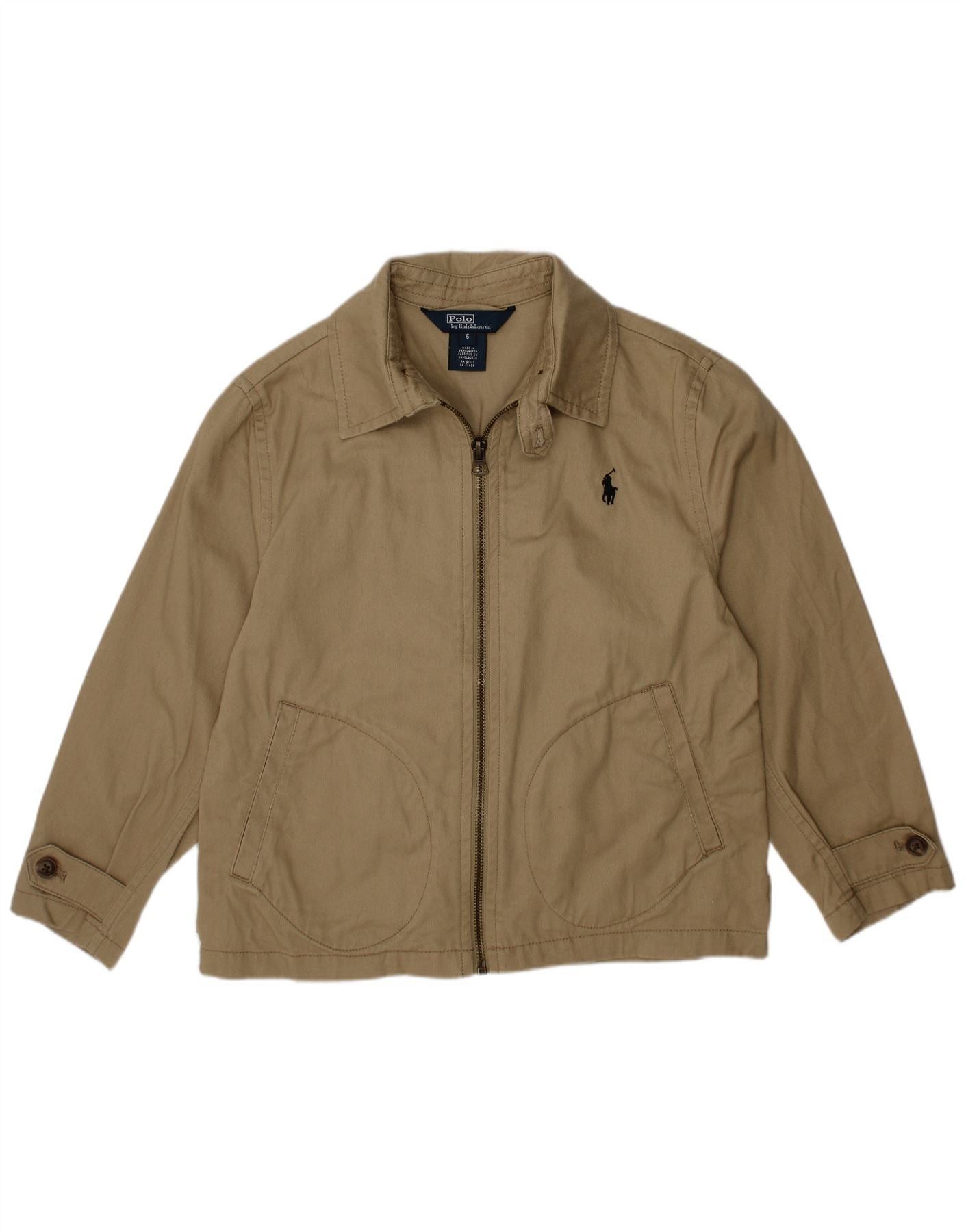 Polo Ralph Lauren Girls Bomber Jacket 5-6 Years Beige Cotton Size XS / US 0-2 / IT 36-38 - 1 Thumbnail