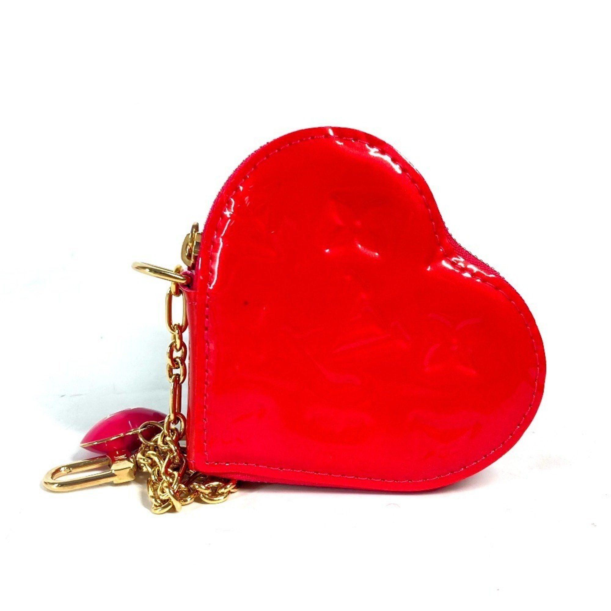 Louis Vuitton M93657 Monogram Vernis Porte Monet Cool Coin Purse Wallet With Key Ring Heart Wallet/coin Case Canvas Women's Rose Pop Pink