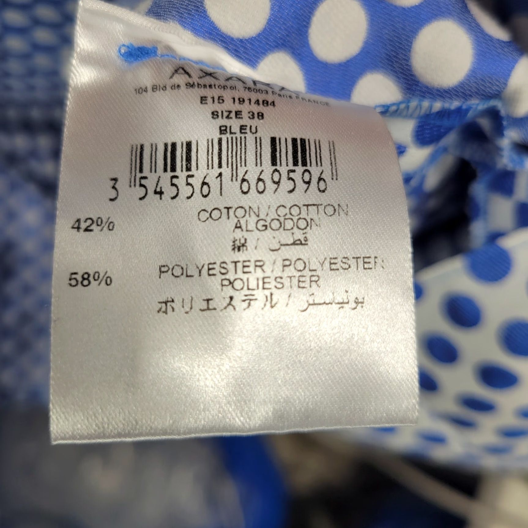 Vintage Axara Paris Blue White Polka Dot Dress Cotton Blend Midi Sleeveless Sz 38 Womens Fit & Flare, Yellow? Size XS / US 0-2 / IT 36-38 - 8 Thumbnail