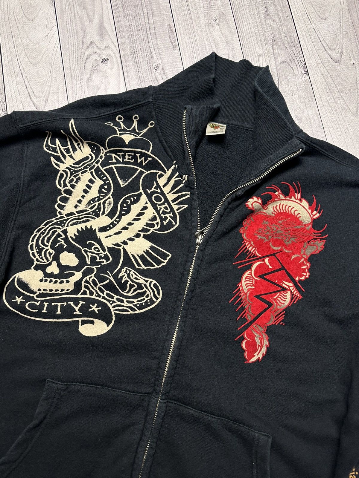 Ed Hardy × Vintage Vintage Ed Hardy zip hoodie rare big logo size XL Size US XL / EU 56 / 4 - 5 Thumbnail