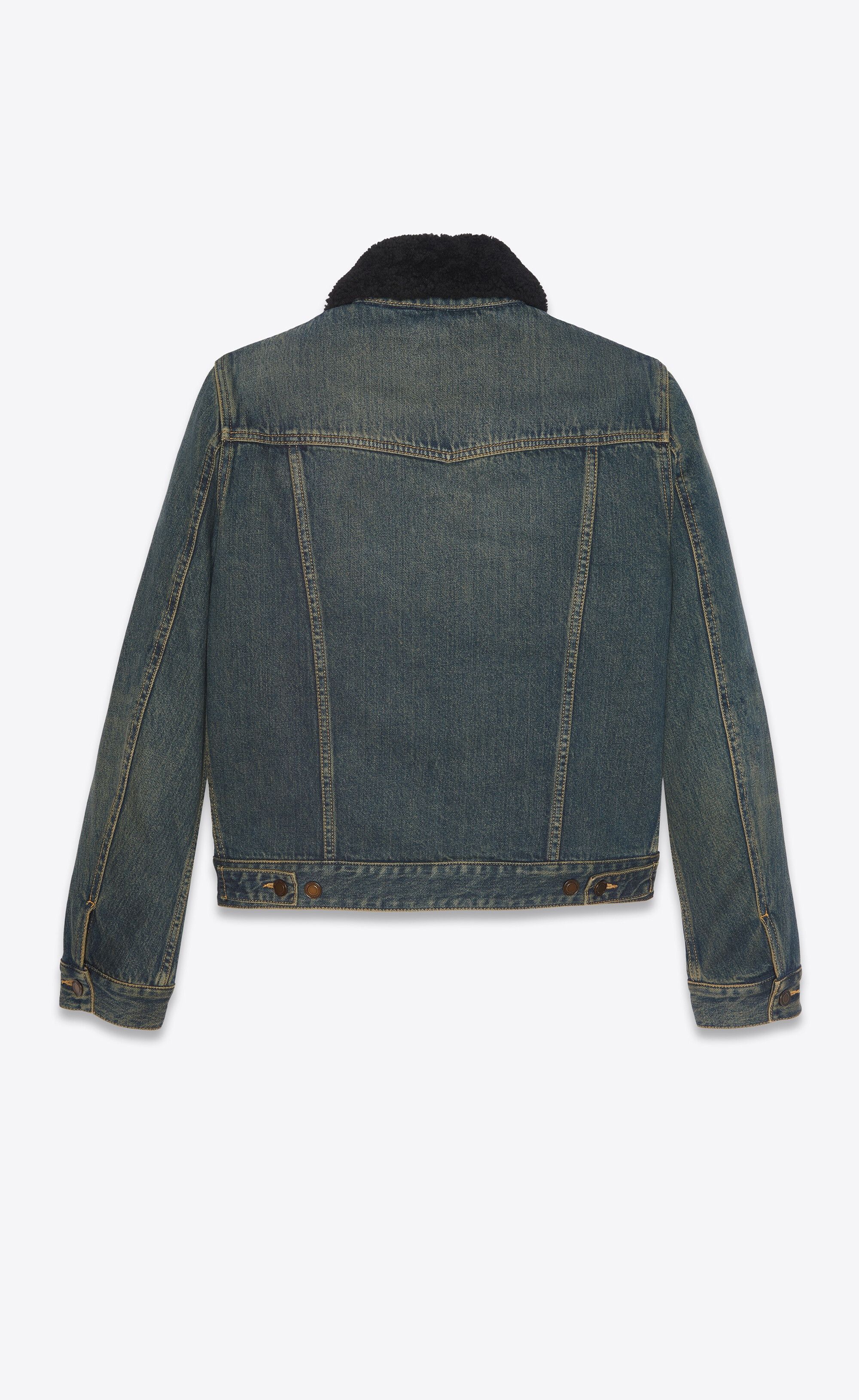 Saint Laurent Paris o1bcso1str0325 Jacket With Shearling In Dark Dirty in Blue Size US XL / EU 56 / 4 - 3 Thumbnail