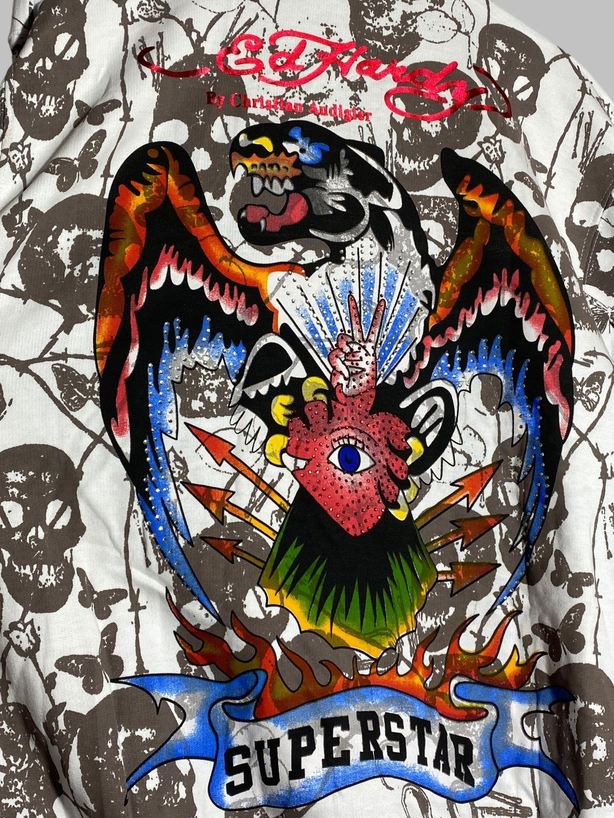 Ed Hardy Ed Hardy by Christian Audigier Y2k All Over Print Zip Jacket Size US XXL / EU 58 / 5 - 5 Thumbnail