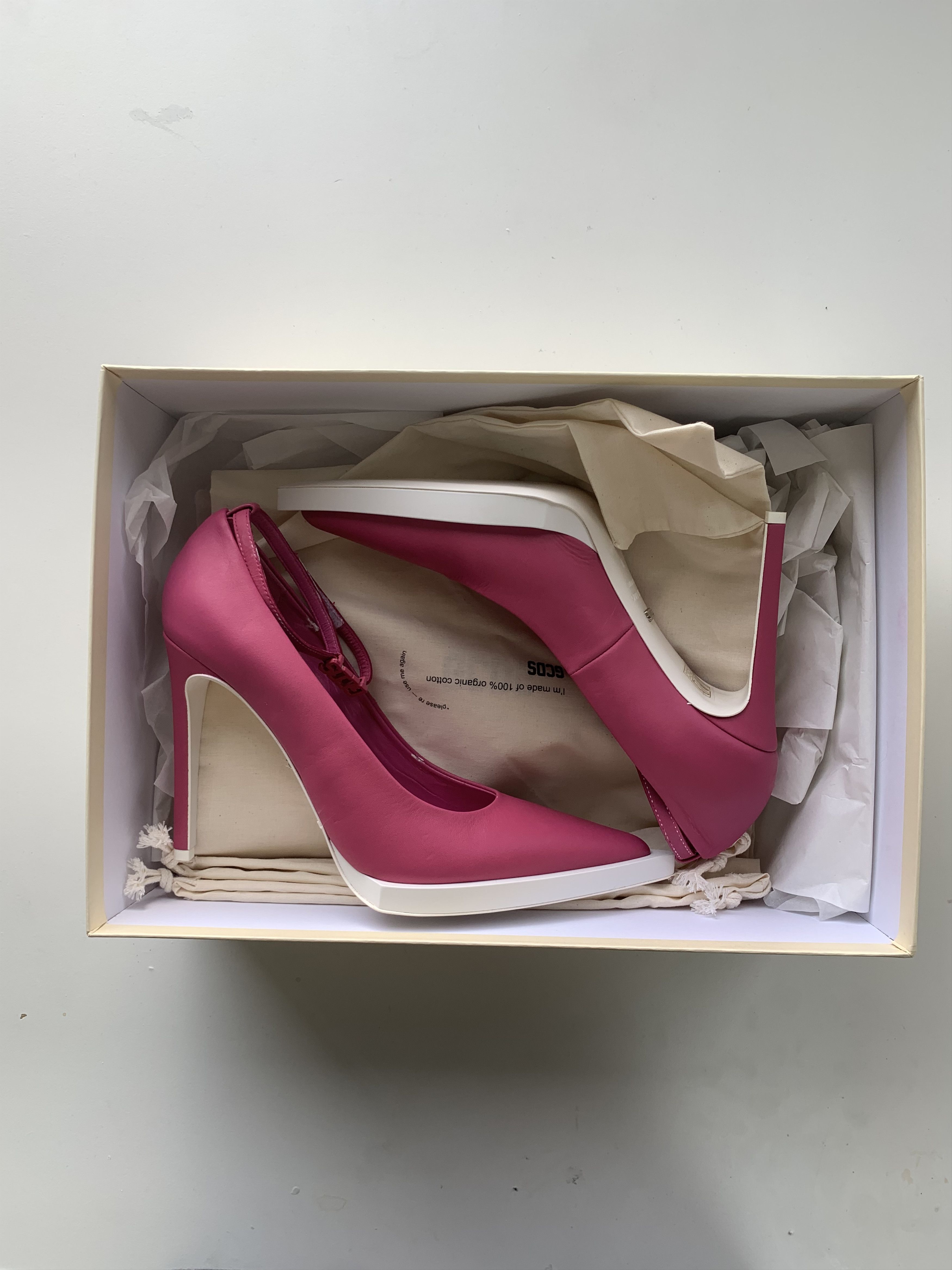 image of Gcds Leather Rider Stiletto Pumps Shoes in Fuschia, Women's (Size 8)