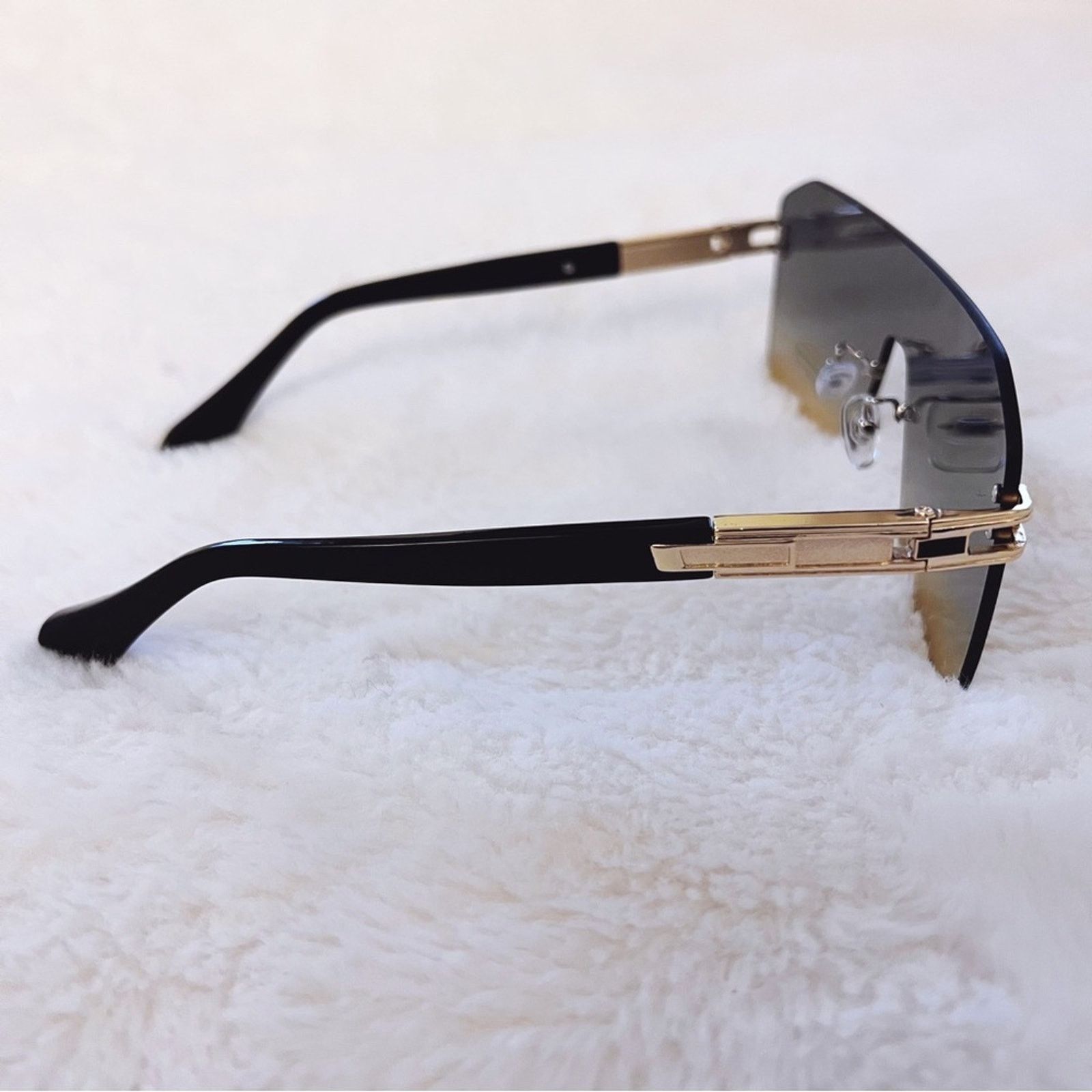 Other Sadie Teal & Brown Oversized Rimless Flat-Top Sunglasses Size ONE SIZE - 7 Thumbnail