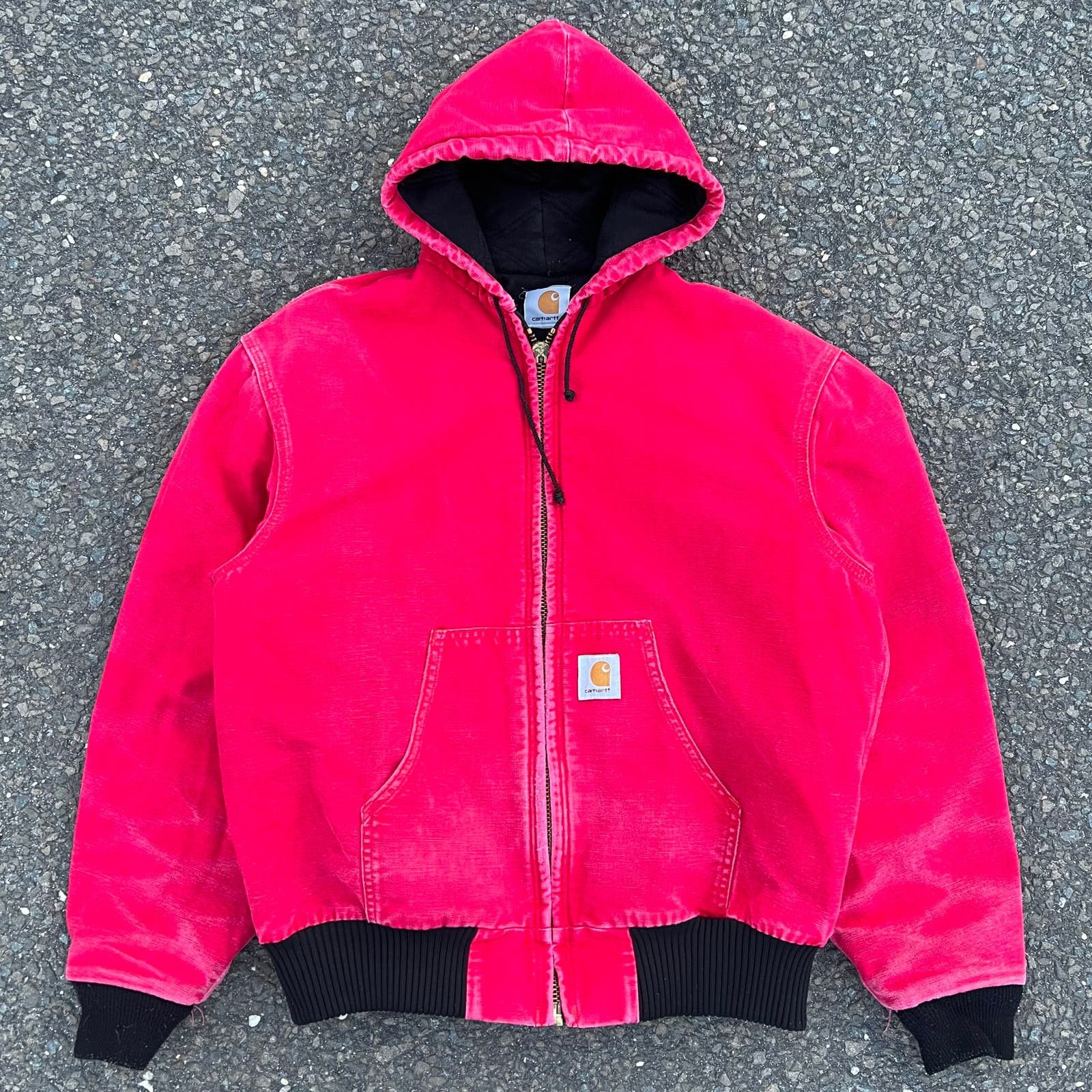 image of Red Carhartt Hooded Work Wear Jacket, Men's (Size Large)