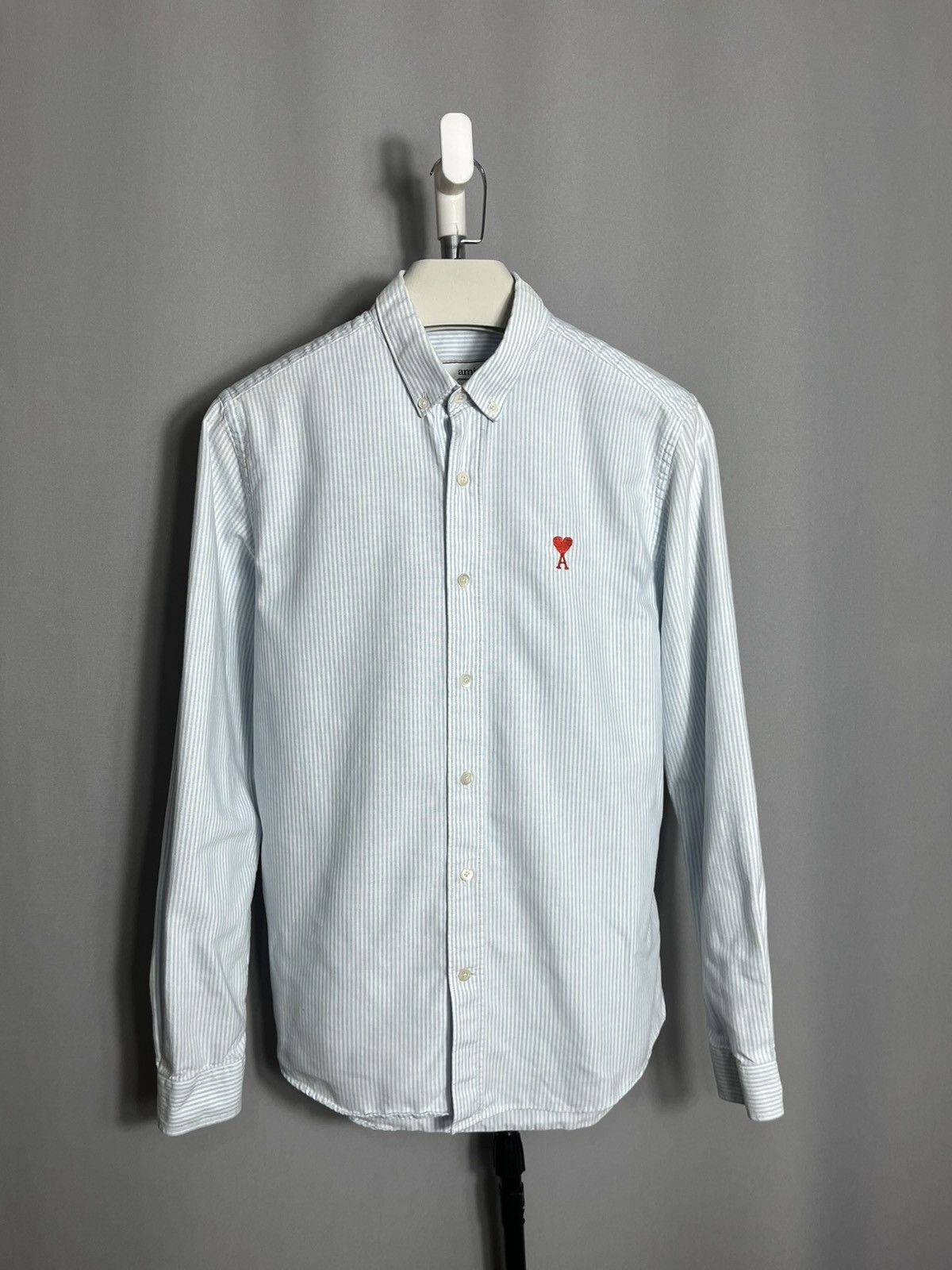 AMI Ami Shirt Button Down Striped Mens Blue Long Sleeve Size US S / EU 44-46 / 1 - 1 Thumbnail