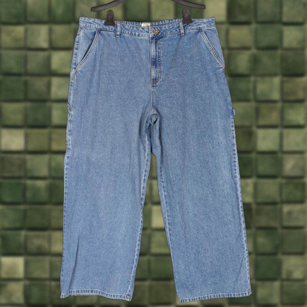 Cotton On Cotton On Denim Jeans Baggy wide leg Carpenter Womens 14 Grunge Skater Retro Relaxed Blue Denim Wide-Leg 14 Womens Size 36" / US 14 / IT 50 - 1 Thumbnail