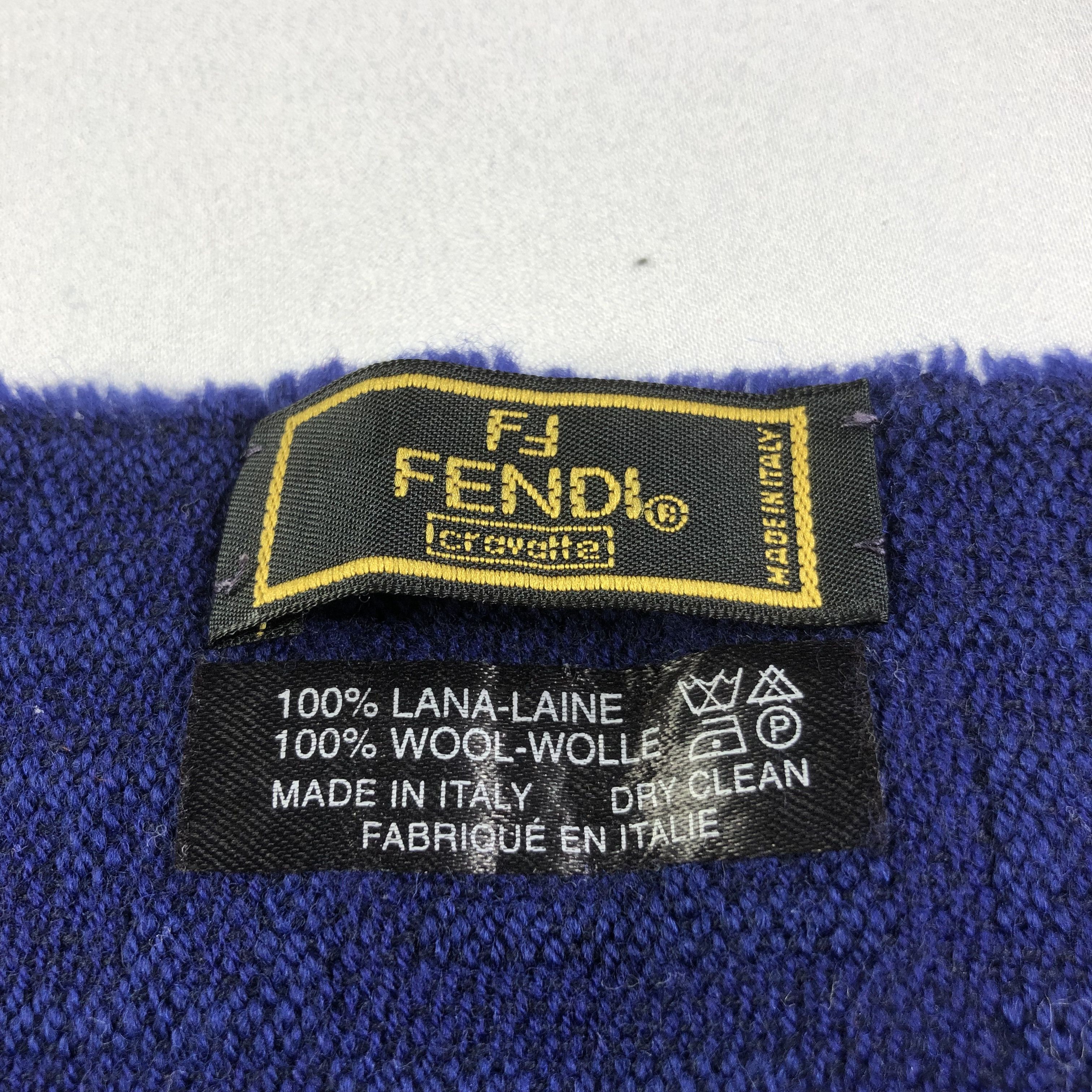 Fendi FENDI FF Monogram Blue Wool Scarf Muffler V1476 Size ONE SIZE - 8 Thumbnail