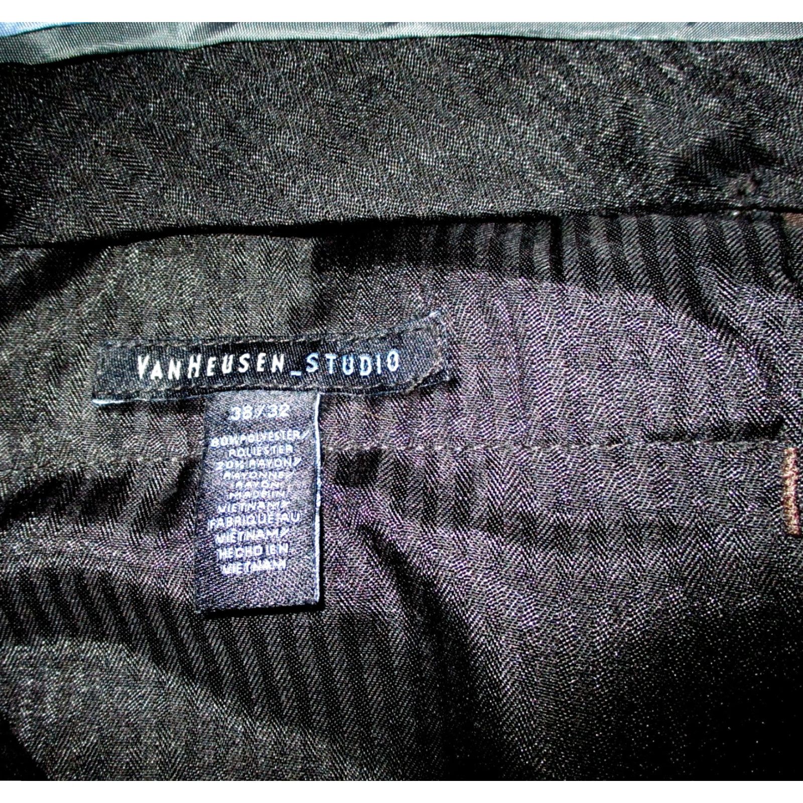 Van Heusen VAN HEUSEN Brown Dress Pants Men 38W 32L Flat Front Zipper Belt Loops 5-Pocket Regular Width Straight Dye Size US 38 / EU 54 - 5 Thumbnail