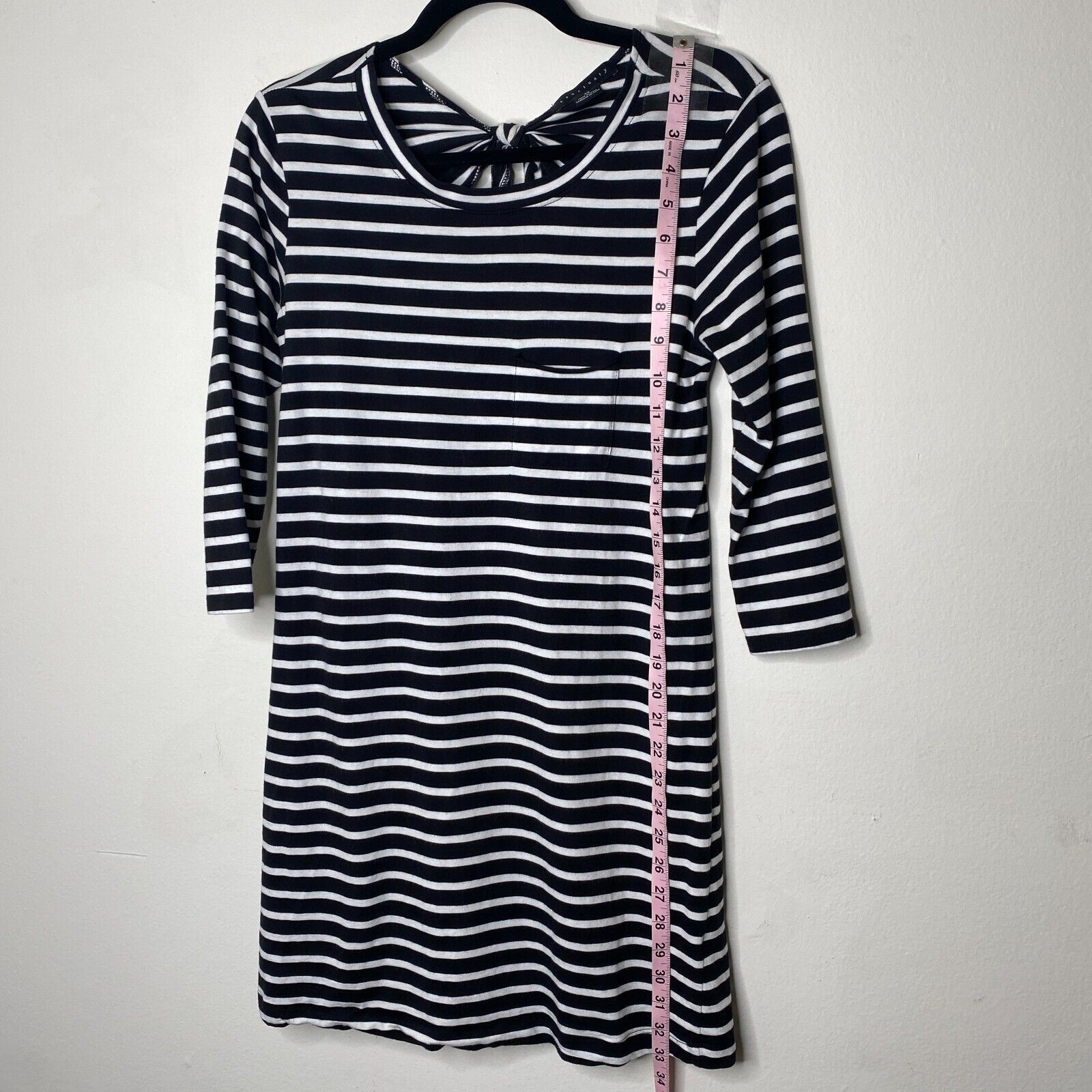 Sanctuary Sanctuary 3/4 Sleeve Black White Stripe Open Tie Back Dress Size XS / US 0-2 / IT 36-38 - 11 Thumbnail