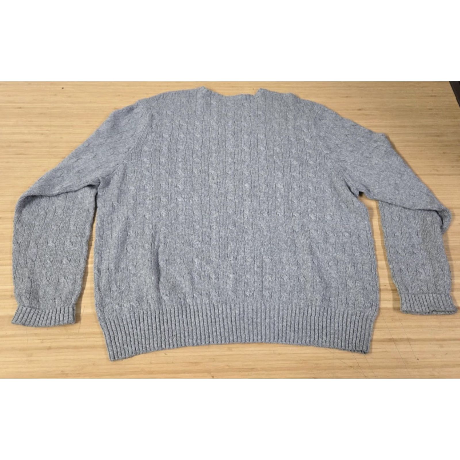 Polo Ralph Lauren Polo Ralph Lauren Sweater Mens 2XL Gray 100% Silk Cable Knit Crewneck Pullover Size US XXL / EU 58 / 5 - 7 Thumbnail