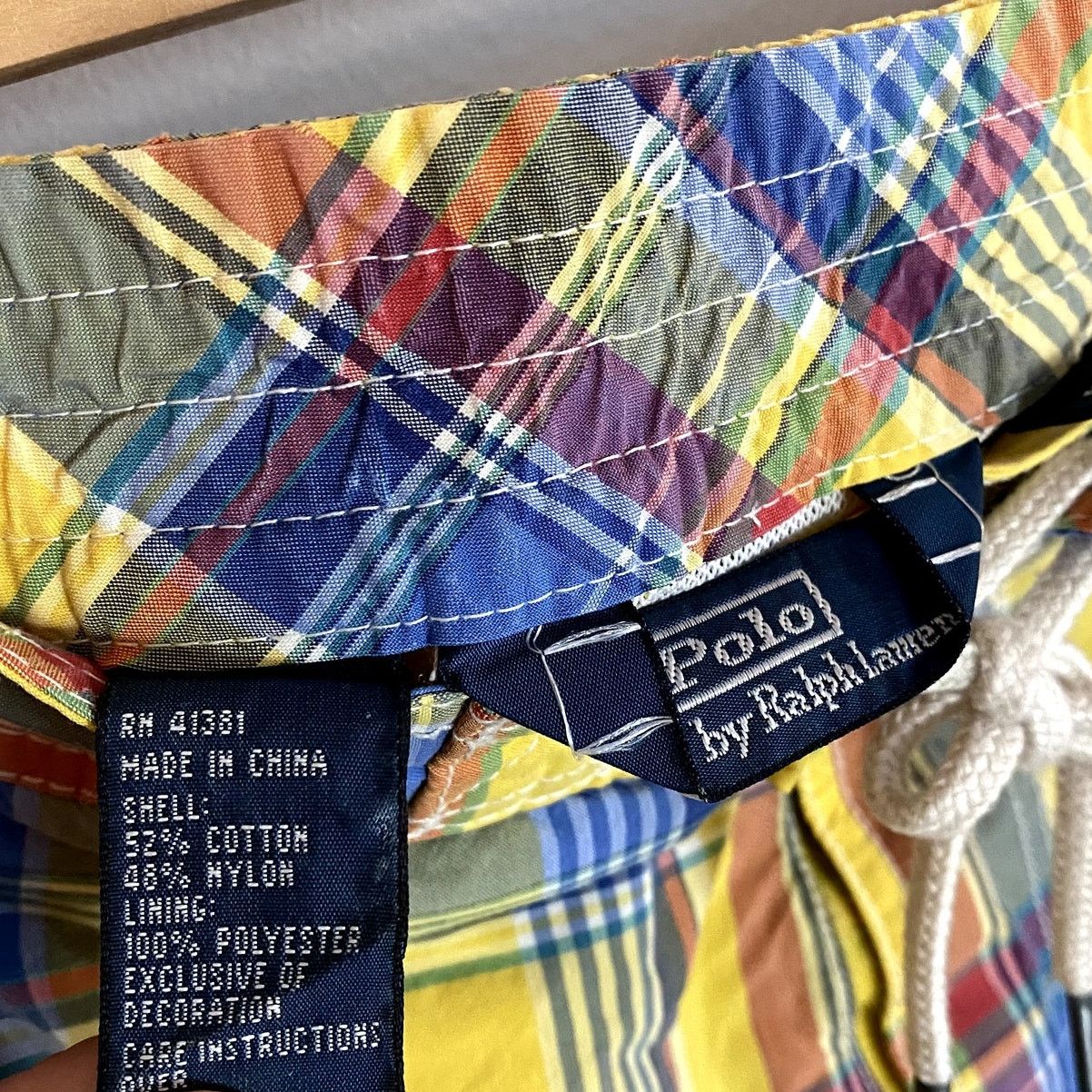 Polo Ralph Lauren × Vintage Vintage Polo Ralph Lauren Plaid Yellow Swim Trunks Size US 40 / EU 56 - 6 Thumbnail