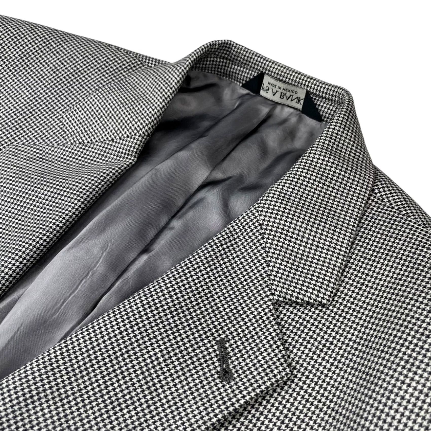 Jos. A. Bank Jos A Bank Men's Gordon Blazer Gray Houndstooth Wool 2-Button 41R Size 42R - 2 Thumbnail