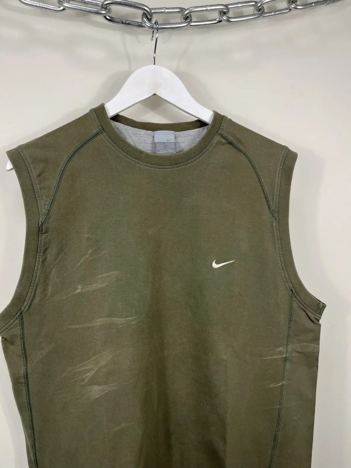 Nike × Vintage Vintage Nike Y2K Khaki Swoosh Baggy Hype Tank Top Jersey Size US XL / EU 56 / 4 - 2 Thumbnail