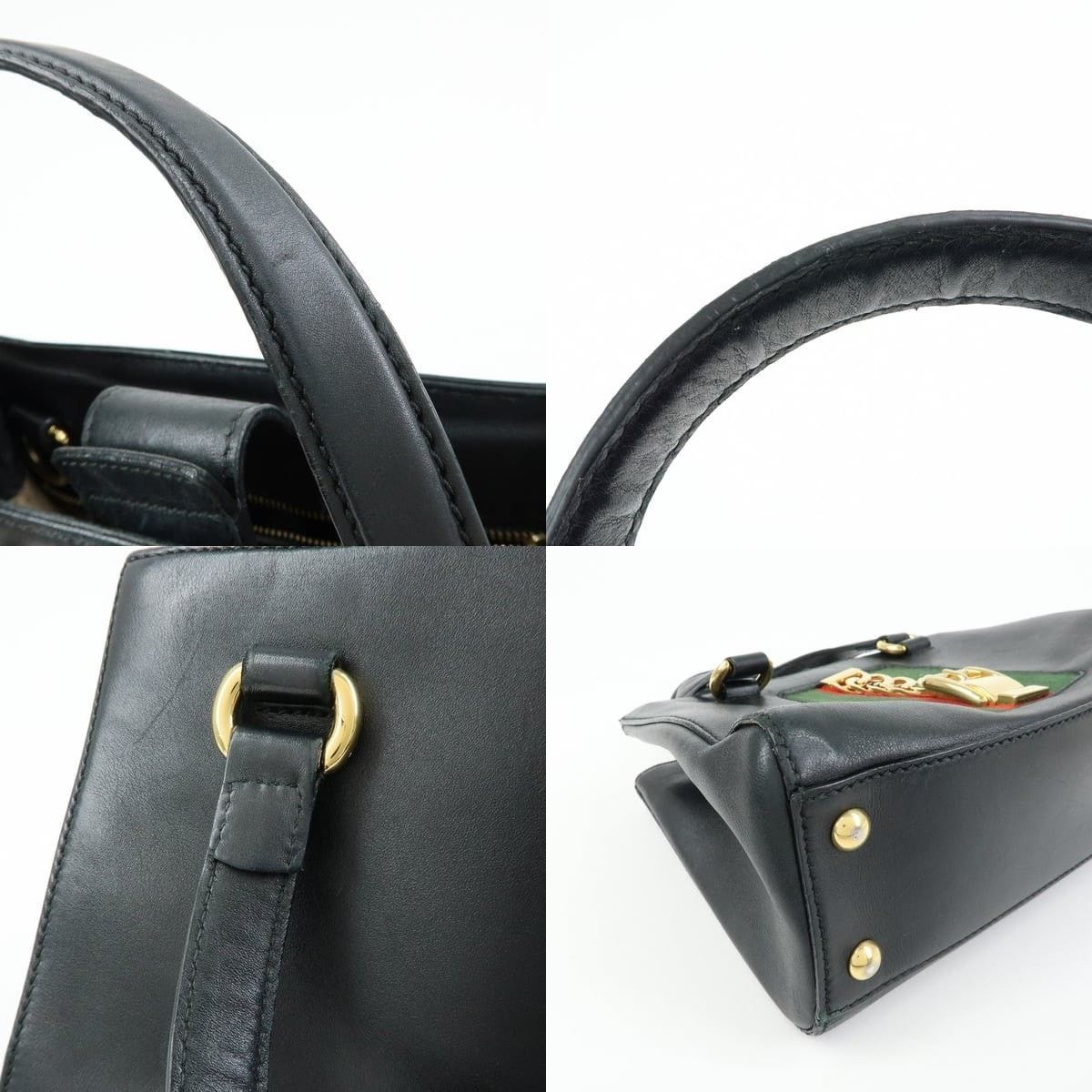 Gucci Gucci Sylvie Top Handle Bag Calfskin Black Size ONE SIZE - 4 Thumbnail
