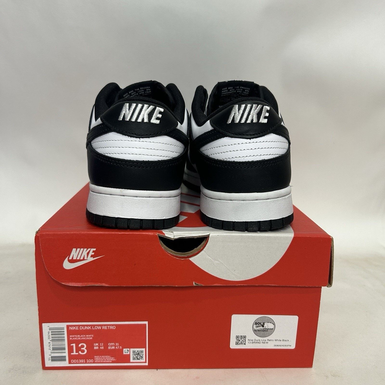 Nike Nike Dunk Low Retro “Black White/Panda” Size US 13 / EU 46 - 4 Thumbnail