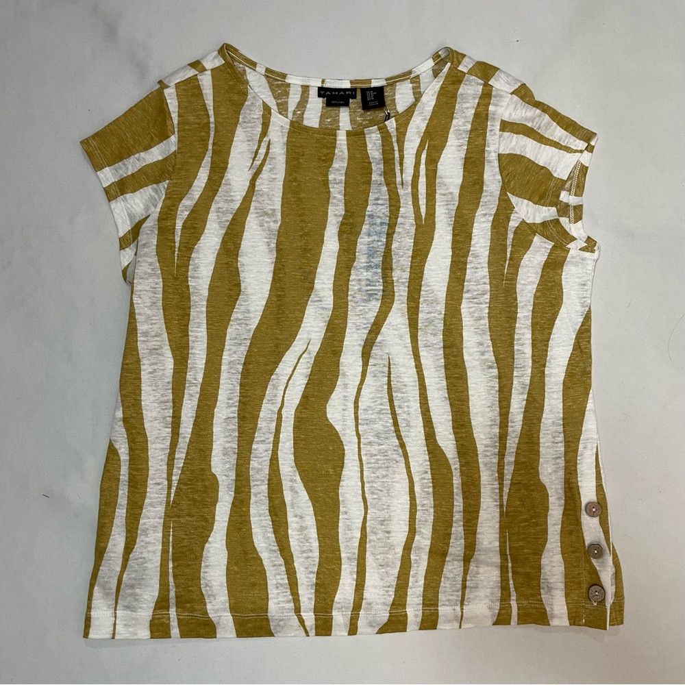 Elie Tahari NWT New Tahari Short Sleeve Knit Linen Top Size M Size M / US 6-8 / IT 42-44 - 6 Thumbnail