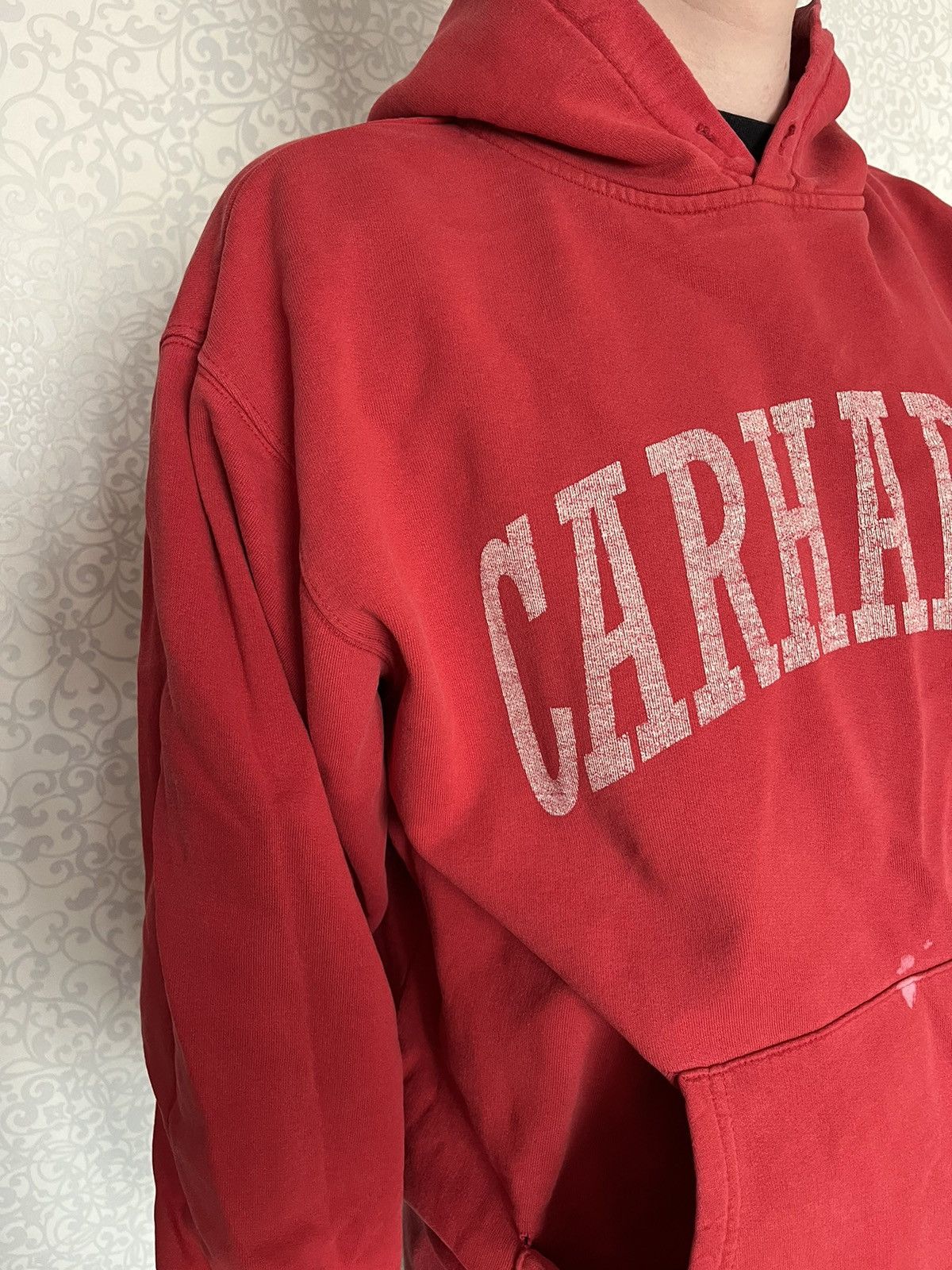 Carhartt × Vintage Vintage 90s Carhartt Men Distressed Red Logo Hoodie Size US L / EU 52-54 / 3 - 5 Thumbnail