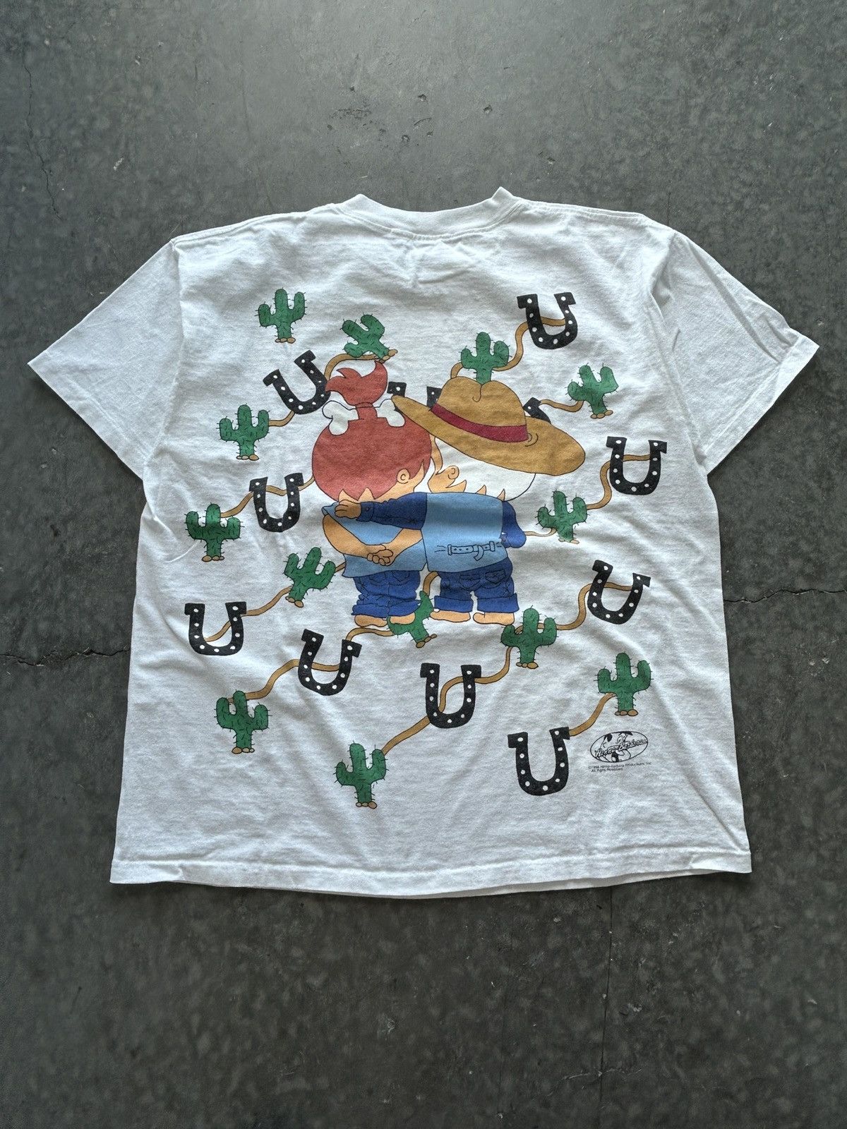 Vintage Vintage 90s Bam Bam and Pebbles Flintstones AOP Graphic Tee Size US XL / EU 56 / 4 - 8 Thumbnail