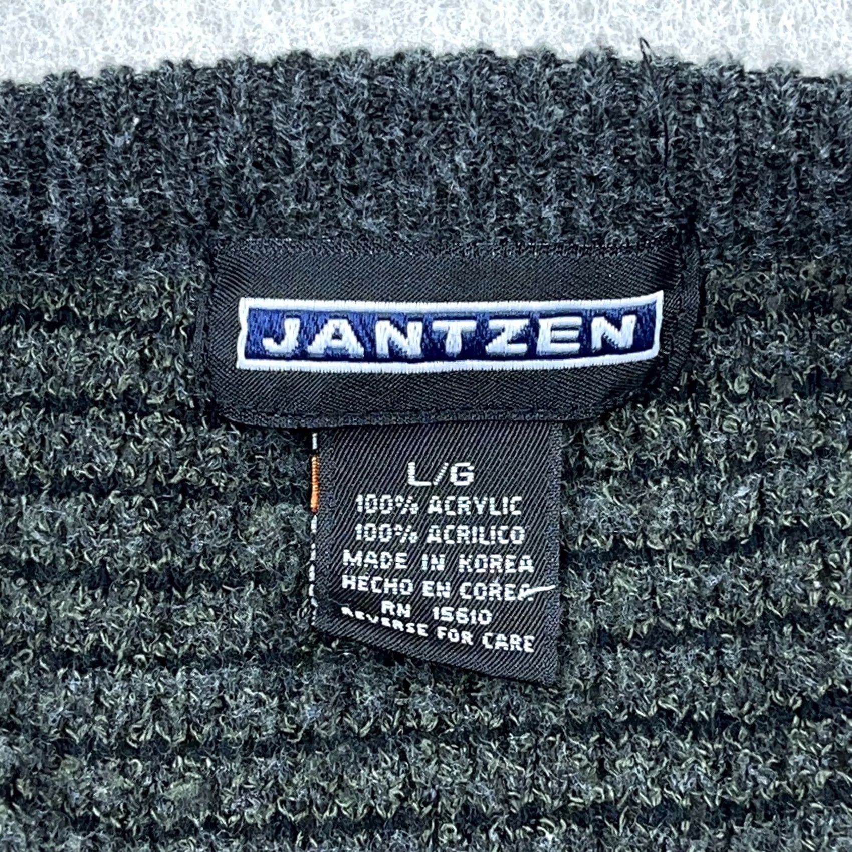 Jantzen VINTAGE Jantzen Cardigan Sweater Men XL Gray Green 90s Y2K Cosby Biggie Button Logo Knit Modern Geometric 90s Theme Mens Mens Size US XL / EU 56 / 4 - 3 Thumbnail