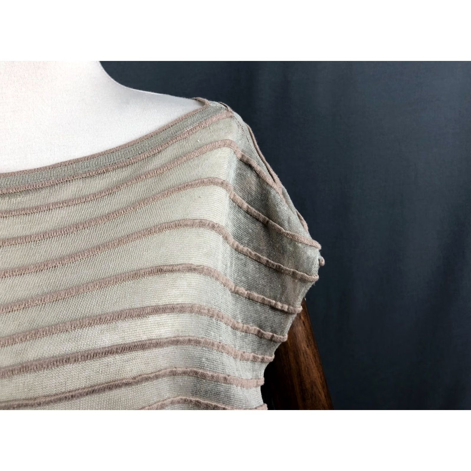 Vintage IVKO Women Beige Cotton Blend Blouse Size 38 Striped Size XS / US 0-2 / IT 36-38 - 7 Thumbnail