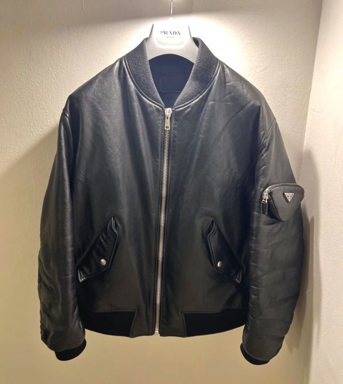 Prada Prada fw21 leather bomber jacket | Grailed