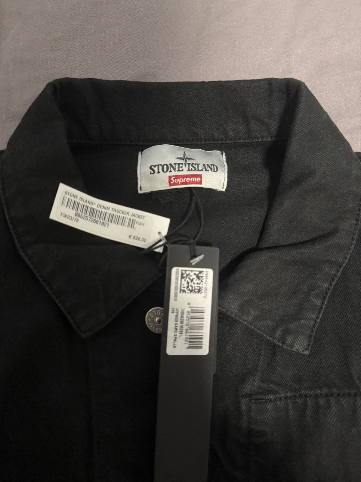 Stone Island × Supreme Supreme stone island denim Trucker jacket black Size US L / EU 52-54 / 3 - 3 Thumbnail