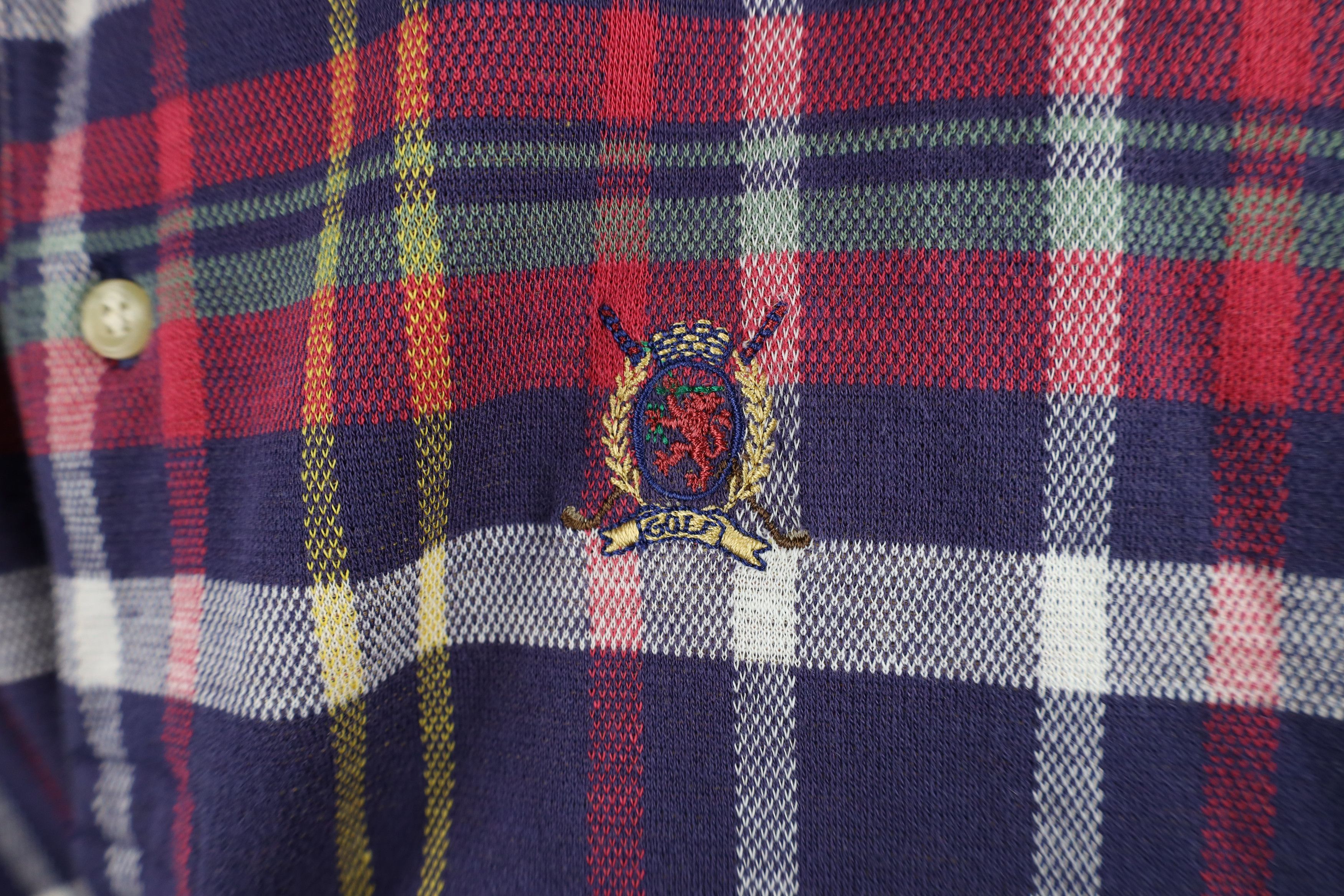 Tommy Hilfiger × Vintage Vintage 90s Tommy Hilfiger Golf Rainbow Plaid Polo Shirt Size US XL / EU 56 / 4 - 4 Thumbnail