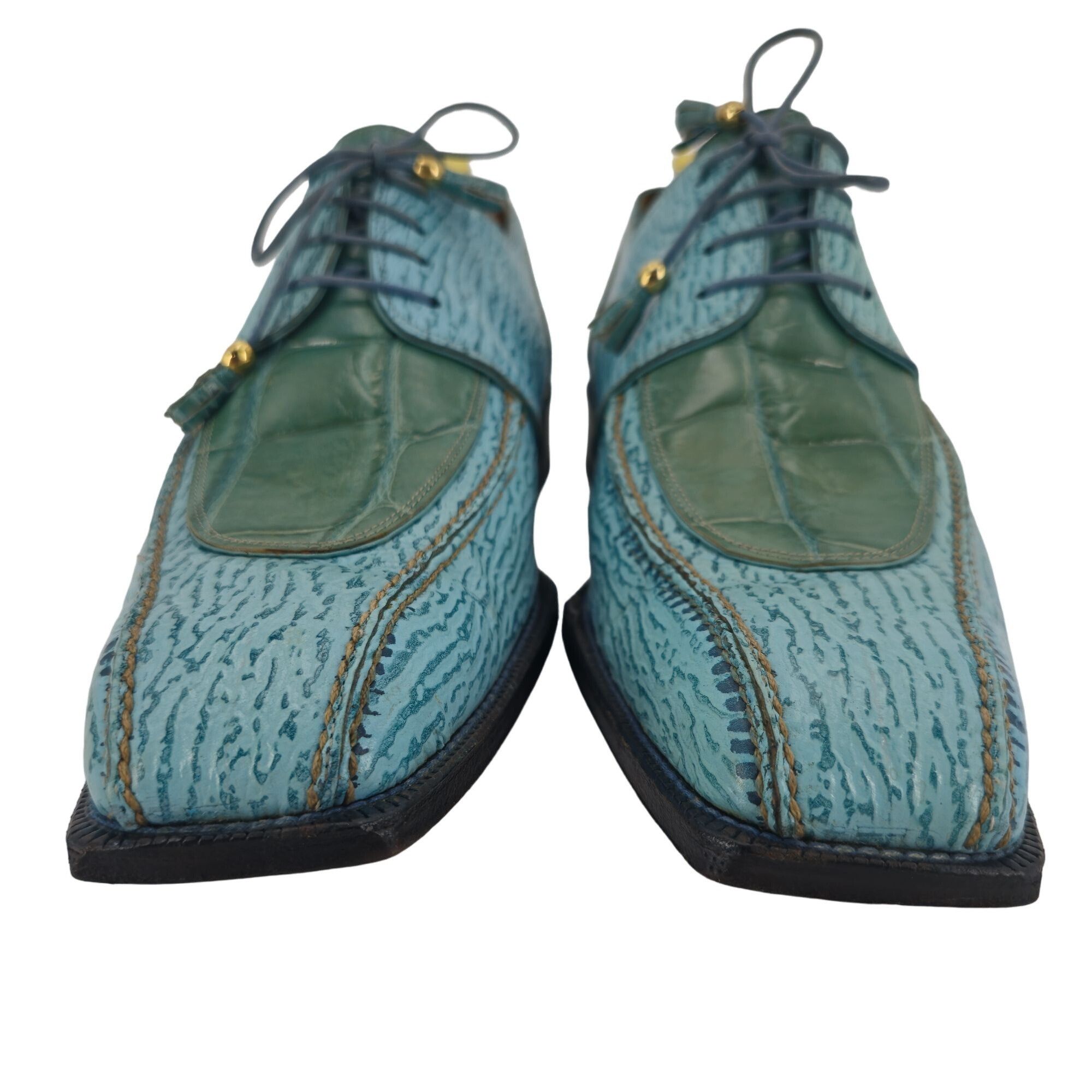 Mauri Vintage Mauri Alligator Sharkskin Italy Mens 10M Light Blue Size US 10 / EU 43 - 2 Thumbnail