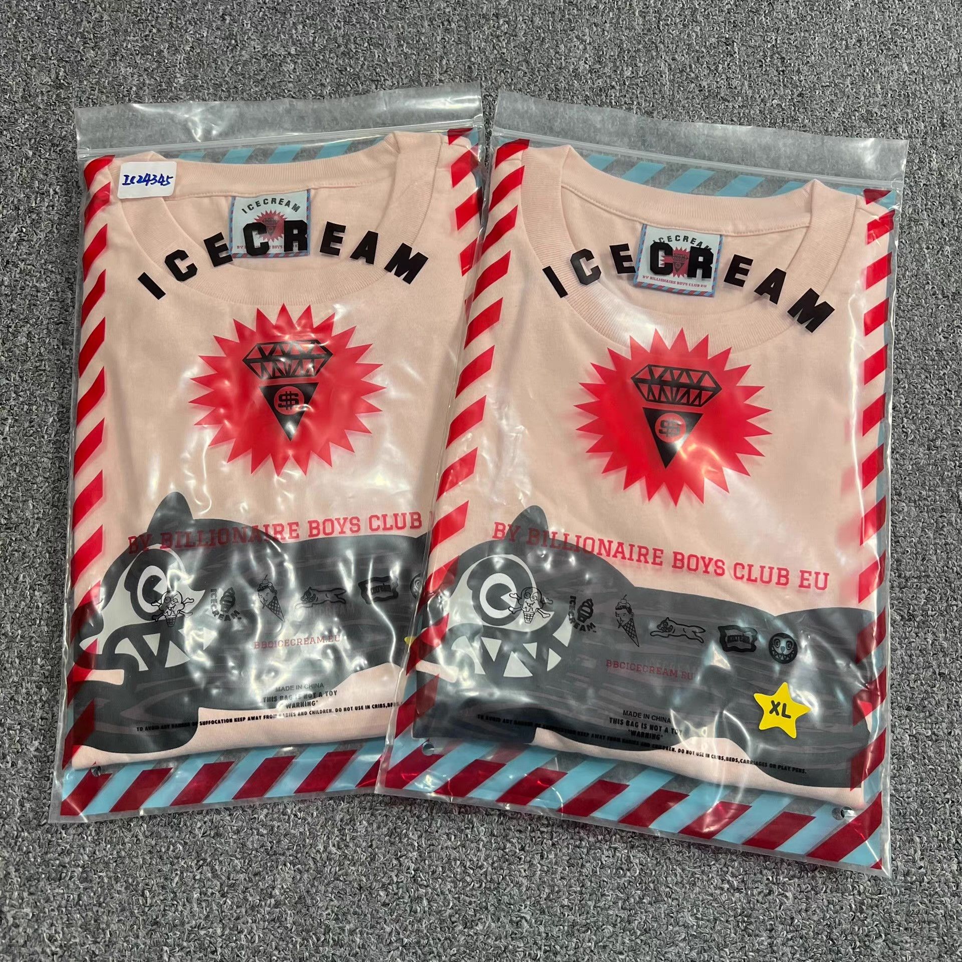 Billionaire Boys Club BBC ICECREAM Striped FlyingDogPink Short Sleeve T-Shirt Q7 Size US XL / EU 56 / 4 - 4 Thumbnail