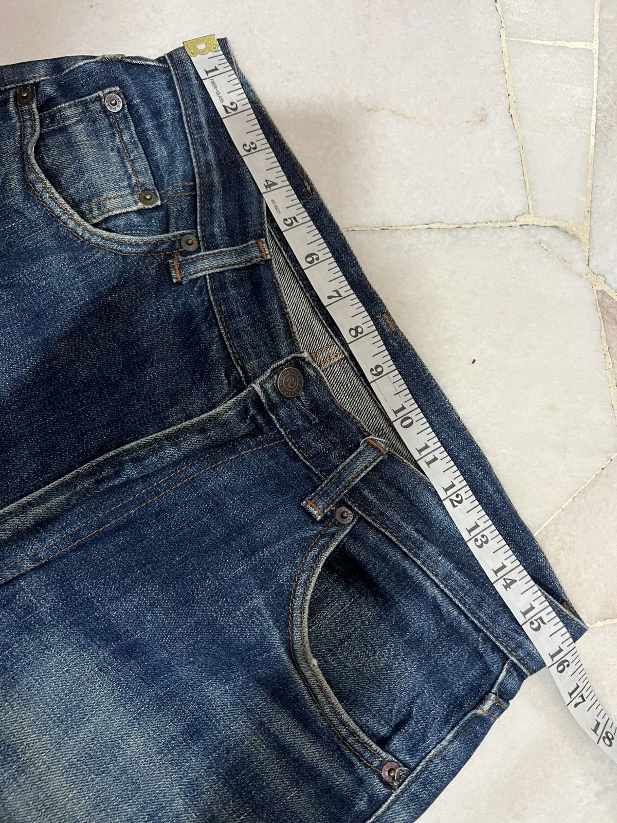 If Six Was Nine × Japanese Brand 💥Baggy💥Vintage Gl Heart Mud Wash Distressed Jeans Japan Size US 31 - 3 Thumbnail