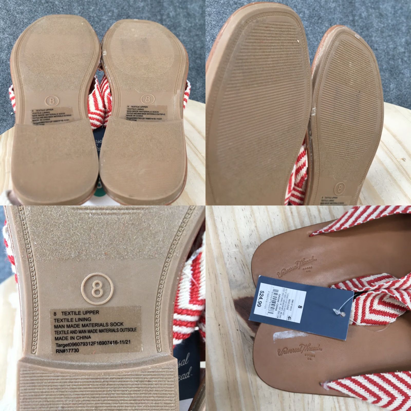 Vintage Universal Thread Sandals Womens 8 Chevron Print Slip On Red Flat Slide Knotted Casual Shoes Womens VINTAGE: No Size US 8 / IT 38 - 8 Thumbnail