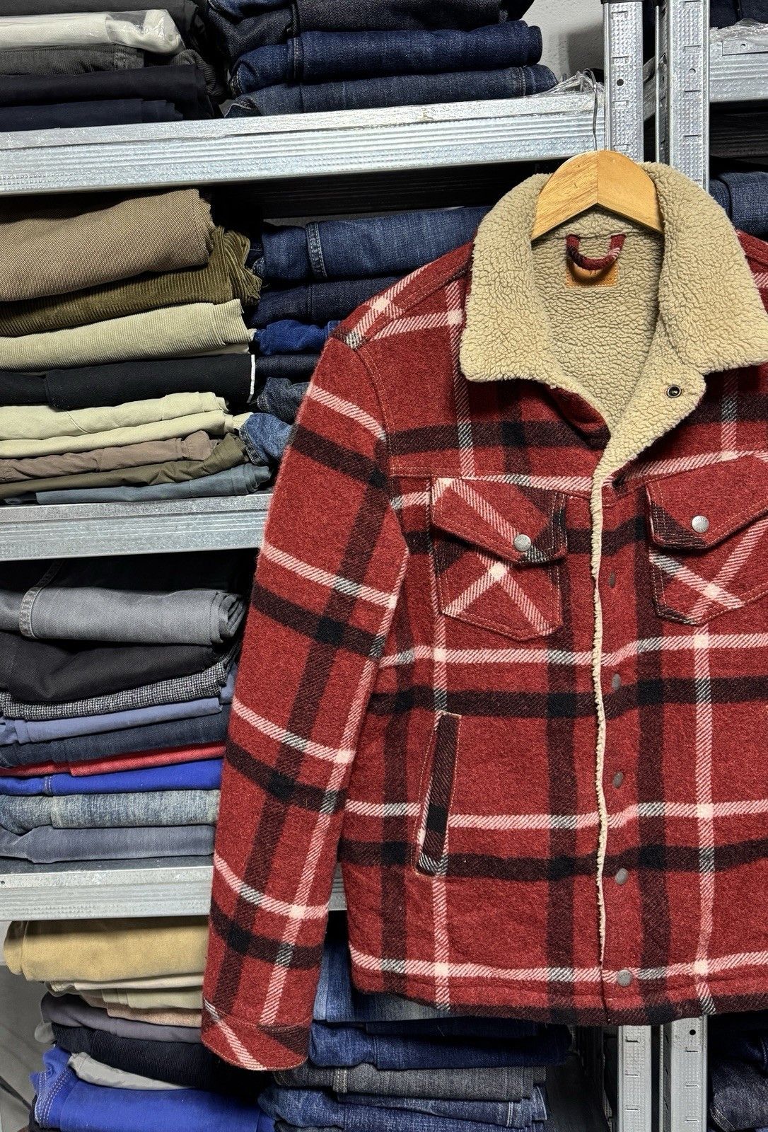 Nudie Jeans Nudie Jeans Lenny Wool Check Plaid Sherpa Boa Jacket Size US S / EU 44-46 / 1 - 2 Thumbnail