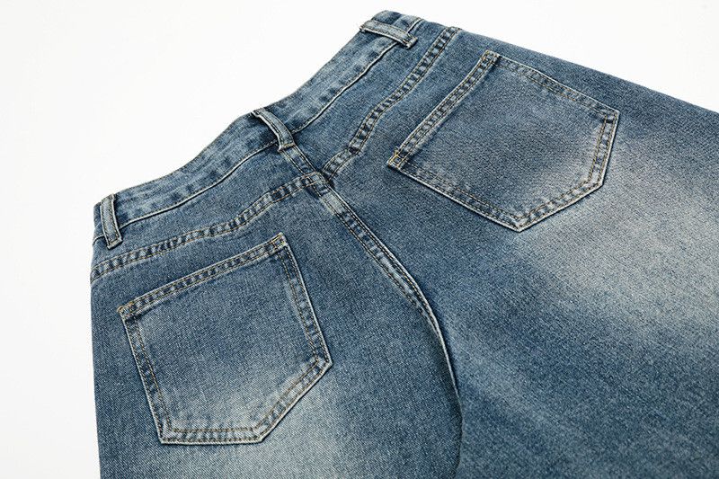 Vintage Retro heart-shaped embroidered curved jeans for men Size US 32 / EU 48 - 5 Thumbnail