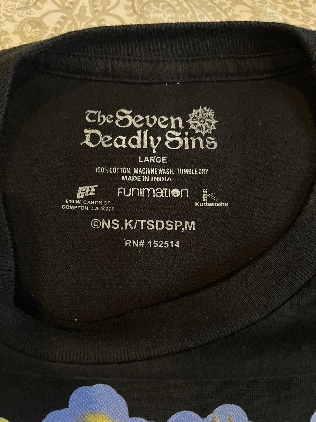 Anime Seven Deadly Sins Tee (Size L) Size US L / EU 52-54 / 3 - 3 Thumbnail