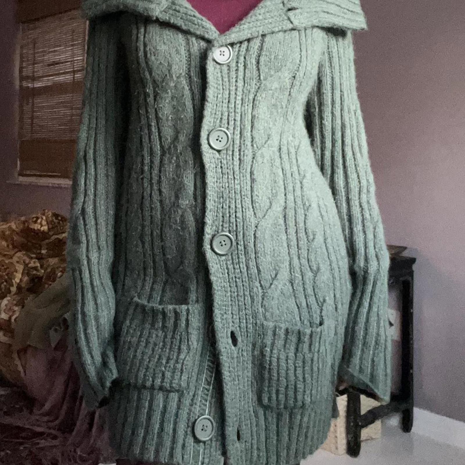 Mossimo Green knit cardigan with button-up front and collar Size XXL / US 16-18 / IT 52-54 - 6 Thumbnail