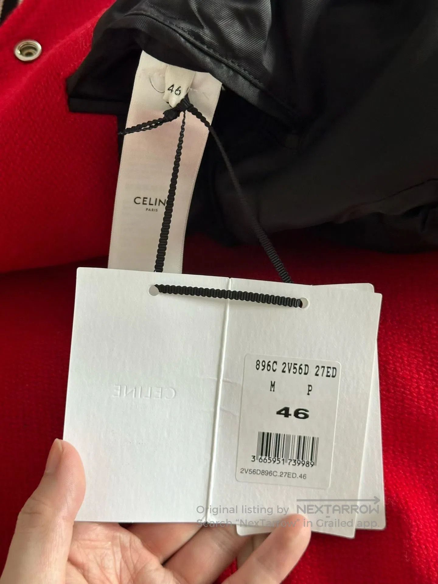 Celine CELINE Red and White Leather Patchwork Varsity Jacket| Size L / US 10 / IT 46 - 4 Thumbnail