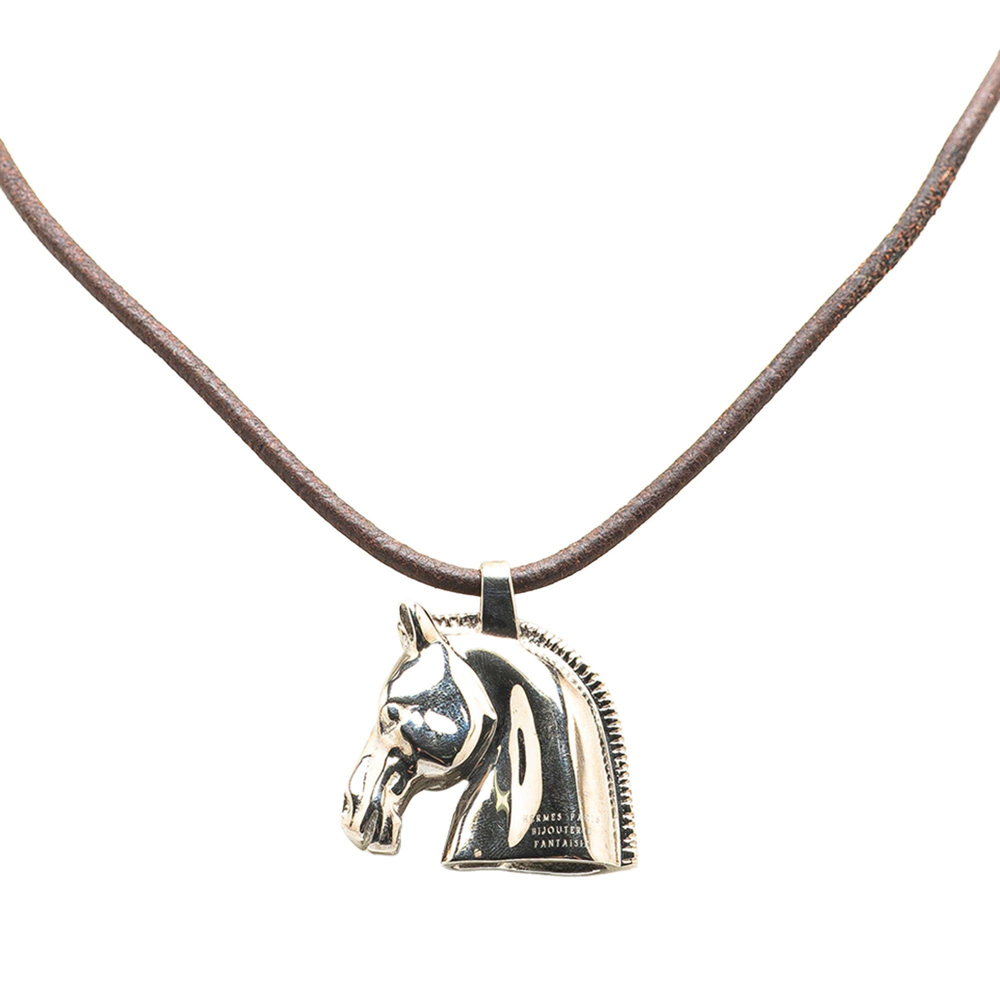 Hermes Hermès Palladium Plated Horse Head Pendant Necklace Silver Size ONE SIZE - 1 Thumbnail