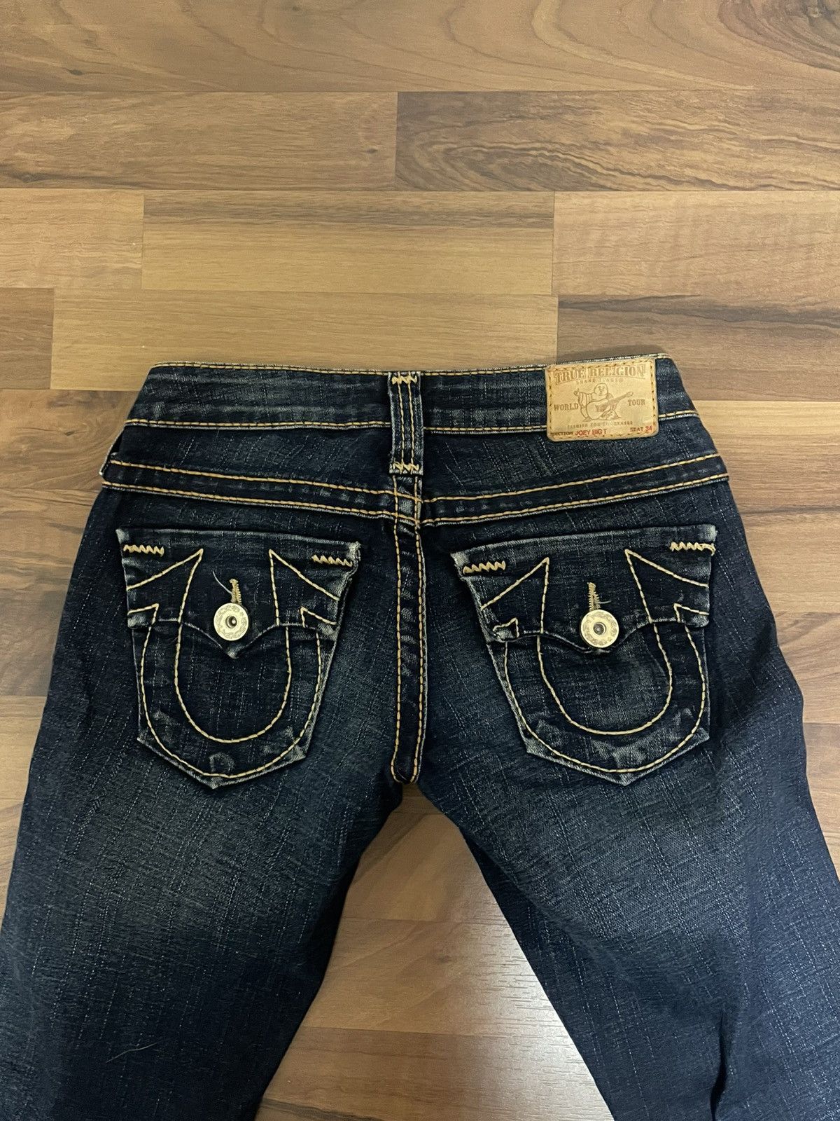 True Religion y2k true religion bootcut raw denim / dark blue denim jeans Size 25" / US 0 / IT 36 - 2 Thumbnail