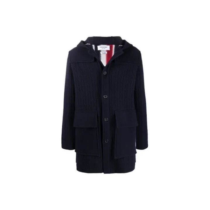 Thom Browne Thom Browne Blue Hooded Long Sleeve Coat Size US L / EU 52-54 / 3 - 1 Thumbnail
