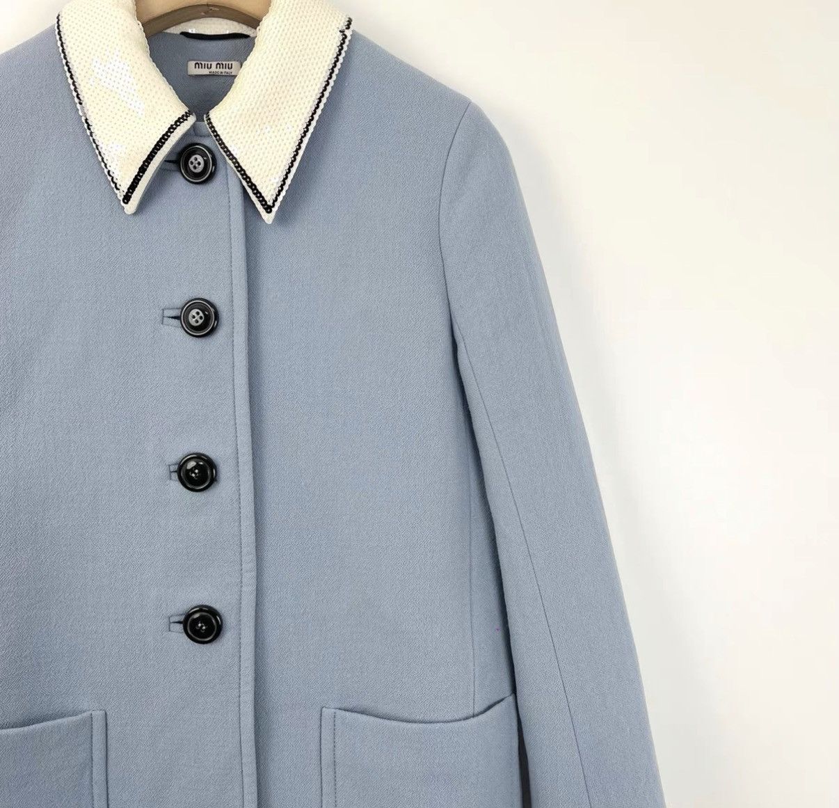 Miu Miu Miu Miu blue heavy embellished sequin lapel jacket K12 Size S / US 4 / IT 40 - 4 Thumbnail