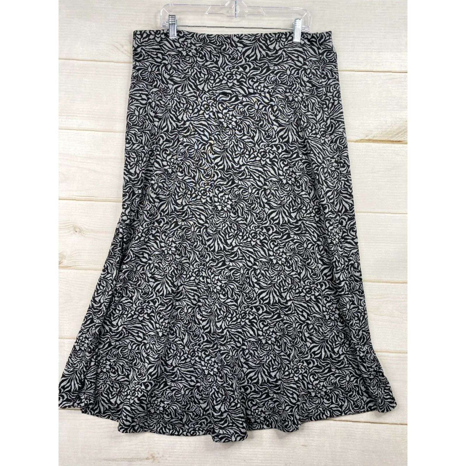 Vintage CJ Banks Maxi Skirt 1X Black White Floral Cottagecore Peasant Boho Chic Pull On Size 40" / US 18 - 5 Thumbnail