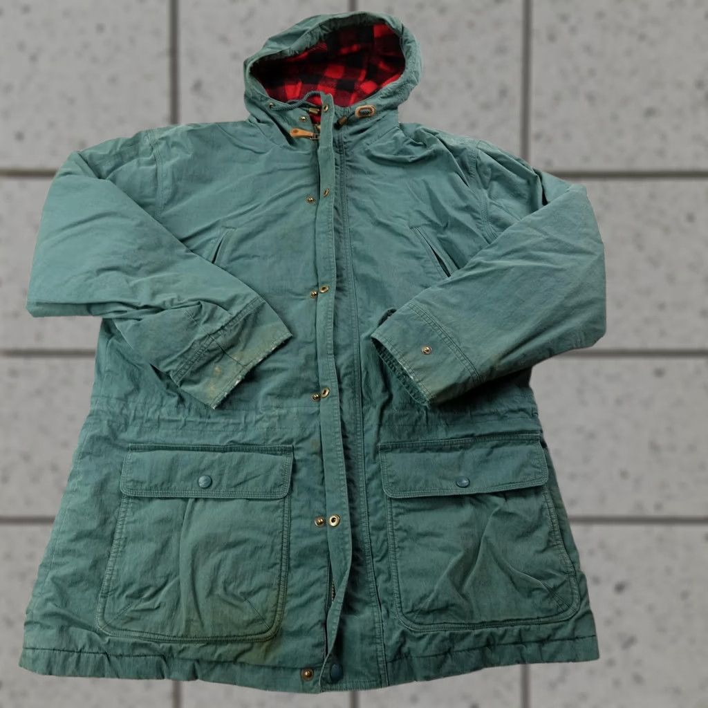 Vintage VINTAGE L.L. Bean Jacket Coat Parka Mens M Green Wool Lined Hooded Cotton Blend 90s Outdoor Winter Fall Zip Pockets Insulated Regular Mens Size US M / EU 48-50 / 2 - 1 Thumbnail