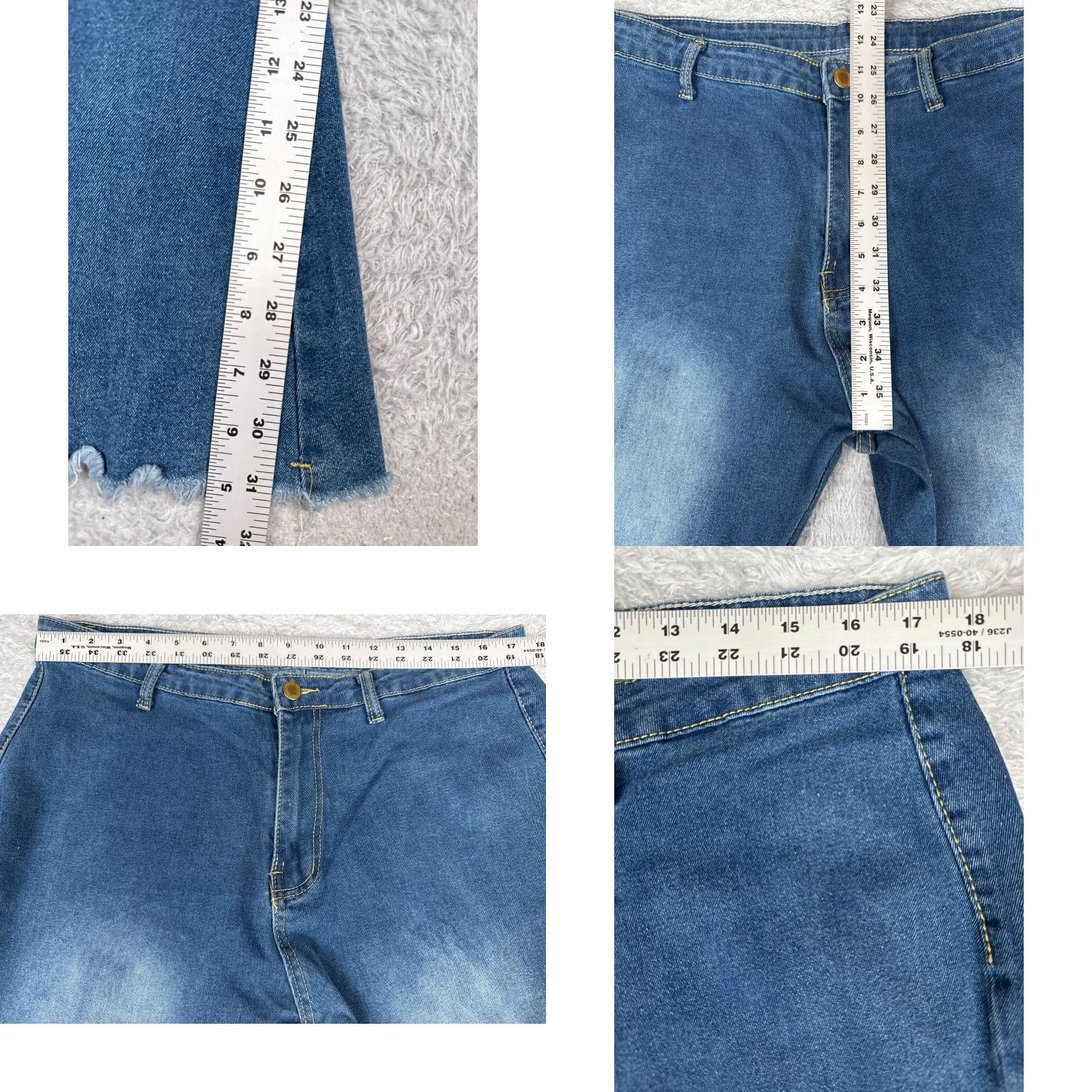 Vintage Shyanne Womens Jeans 35 Blue Denim High Rise Distressed Wide Flare 35x31 Size 24" / US 00 / IT 34 - 8 Thumbnail